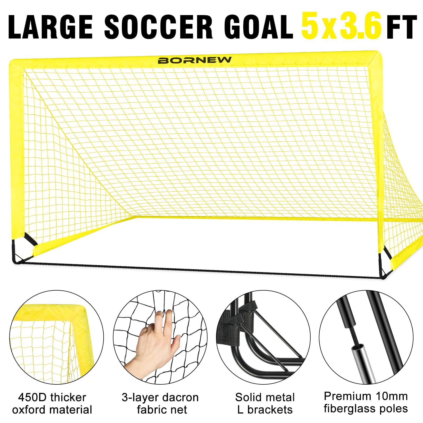 Kids Soccer Goal Set for Backyard - 2 Pack Portable Soccer Nets (7X5ft & 5X3.6ft) with Agility Ladder, Soccer Ball & Carry Bag | Perfect for Youth Training, Backyard Games & Outdoor Sports Activities