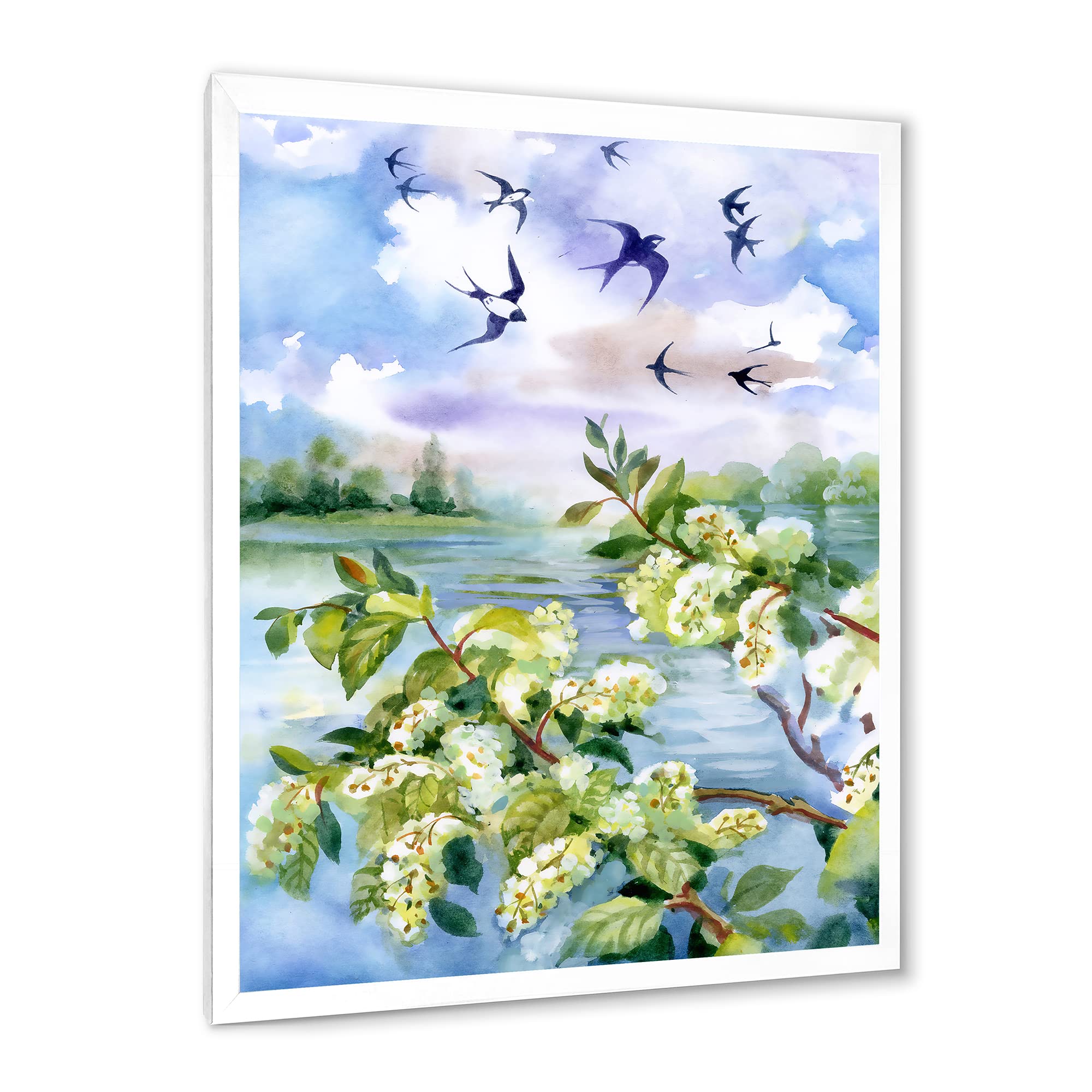 Cherry Blossom Flowers Spring Day Traditional Framed Wall Art - Perfect for Living Room, Bedroom & Office Decor