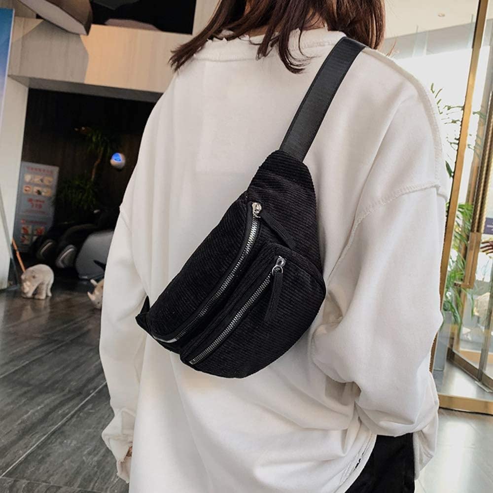 Stylish Corduroy Fanny Pack - Adjustable Waist Bag with Zipper for Phone, Wallet & Essentials - Perfect for Sports, Travel & Outdoor Activities