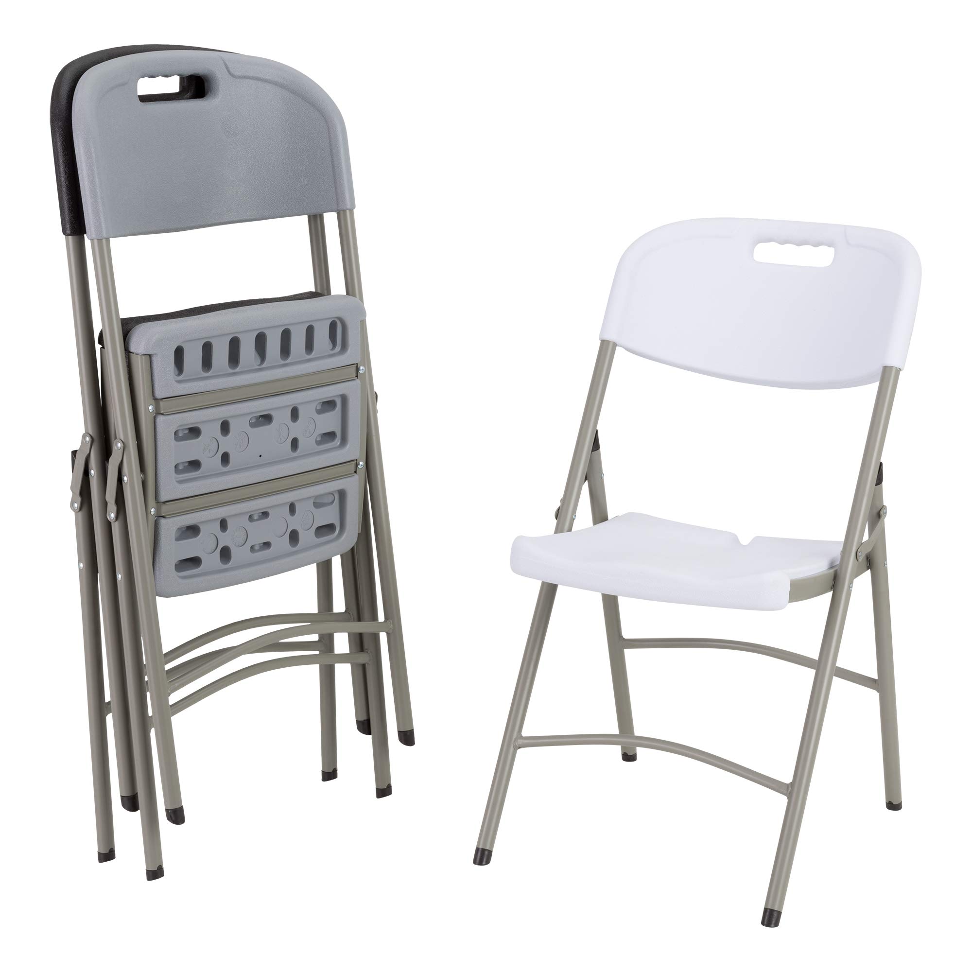 Norwood Commercial Folding Chairs Set of 4 - 400 lb Capacity Heavy Duty Plastic Stackable Chairs for Indoor Outdoor Events, Parties, Weddings, Banquets - White Blow Molded Event Furniture