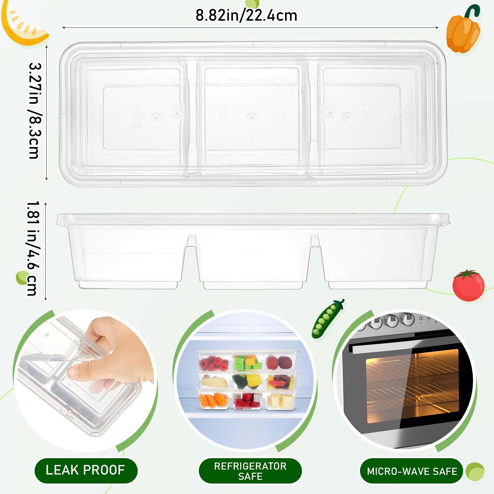 25 Pack 17 oz Small Meal Prep Containers with Lids - 3 Compartment Bento Boxes | Reusable, Stackable Plastic Food Storage Containers for Office Lunch, Meal Prepping, Picnics & Travel | Clear Disposable Containers