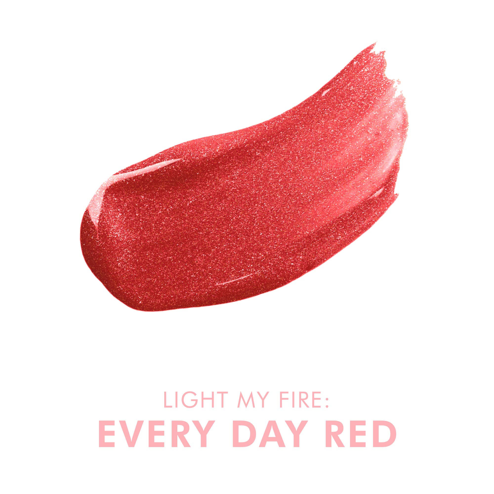 Beauty For Real Lip Gloss + Shine - Light My Fire Opaque Red | Non-Sticky Plumping & Hydrating Lip Gloss with Marine Collagen | Everyday Wear, Mirror in Cap | 0.15 fl oz | Perfect for Date Night, Office & Special Occasions