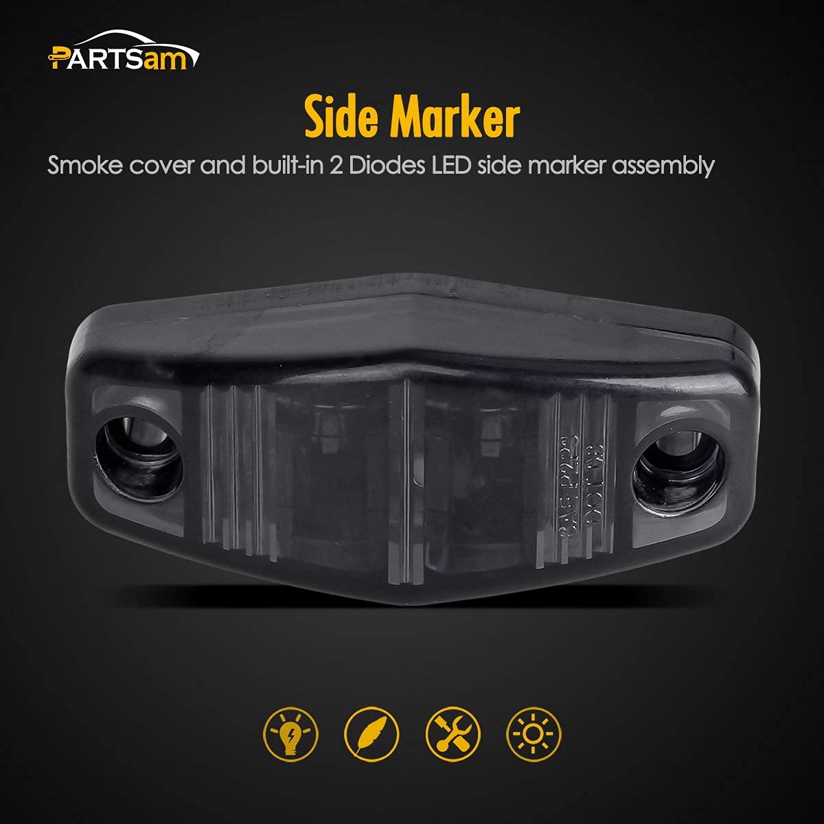 PARTSAM LED Trailer Lights Kit - 4 Amber & 2 Red Smoked 2.5
