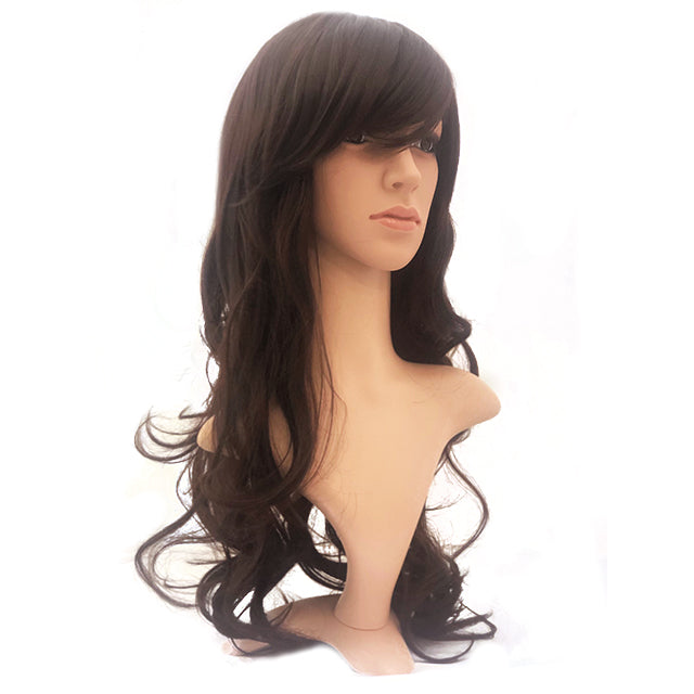 Wig 1022 T30 Medium Brown with Highlights - Natural Looking Human Hair Wig for Women - Perfect for Daily Wear, Cosplay & Special Occasions