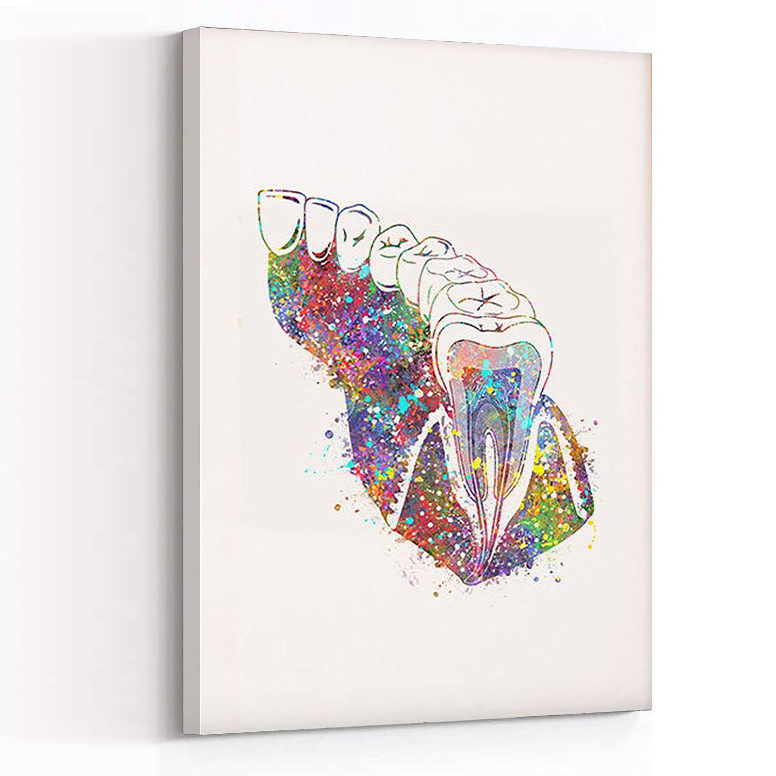 Dental Office Wall Art - Modern Framed Canvas Teeth Diagram Poster (12''x18'') for Dental Clinic Decor & Waiting Room Ideas | Dentistry Art Prints & Wall Decor