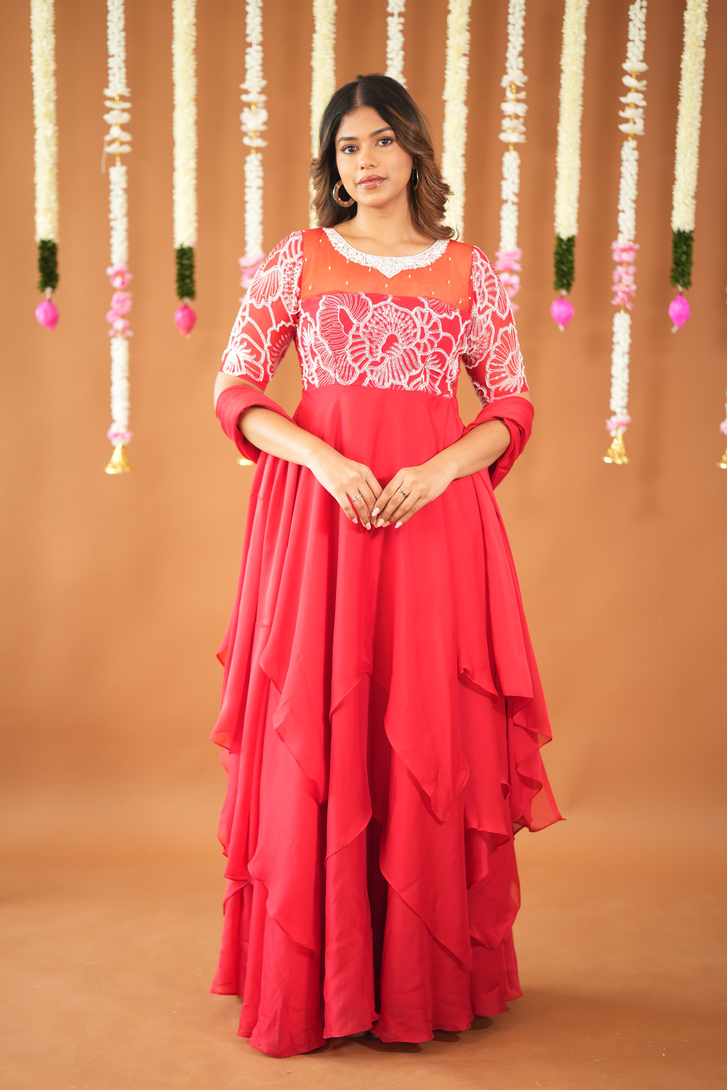 DD612 Nithya Premium Designer Anarkali Kurti for Women - Elegant Ethnic Embroidered Long Tunic Top for Parties, Weddings & Festive Occasions