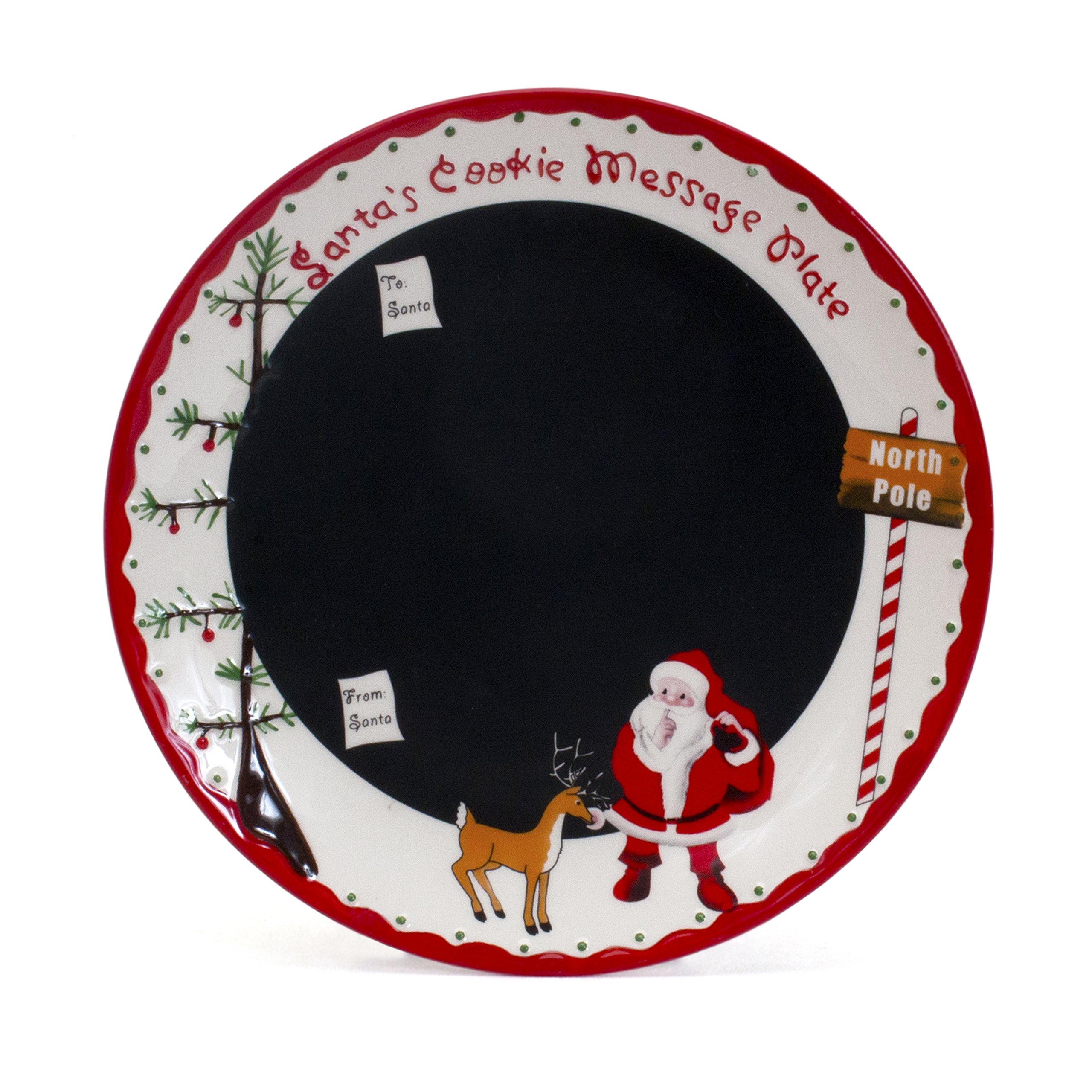 Santa's Message Plate Set, Santa Cookie Plate, Milk Jar & Reindeer Treat Bowl - Christmas Gift for Kids, Holiday Tableware for Cookies & Milk - Perfect for Christmas Eve, Family Gatherings & Holiday Decor