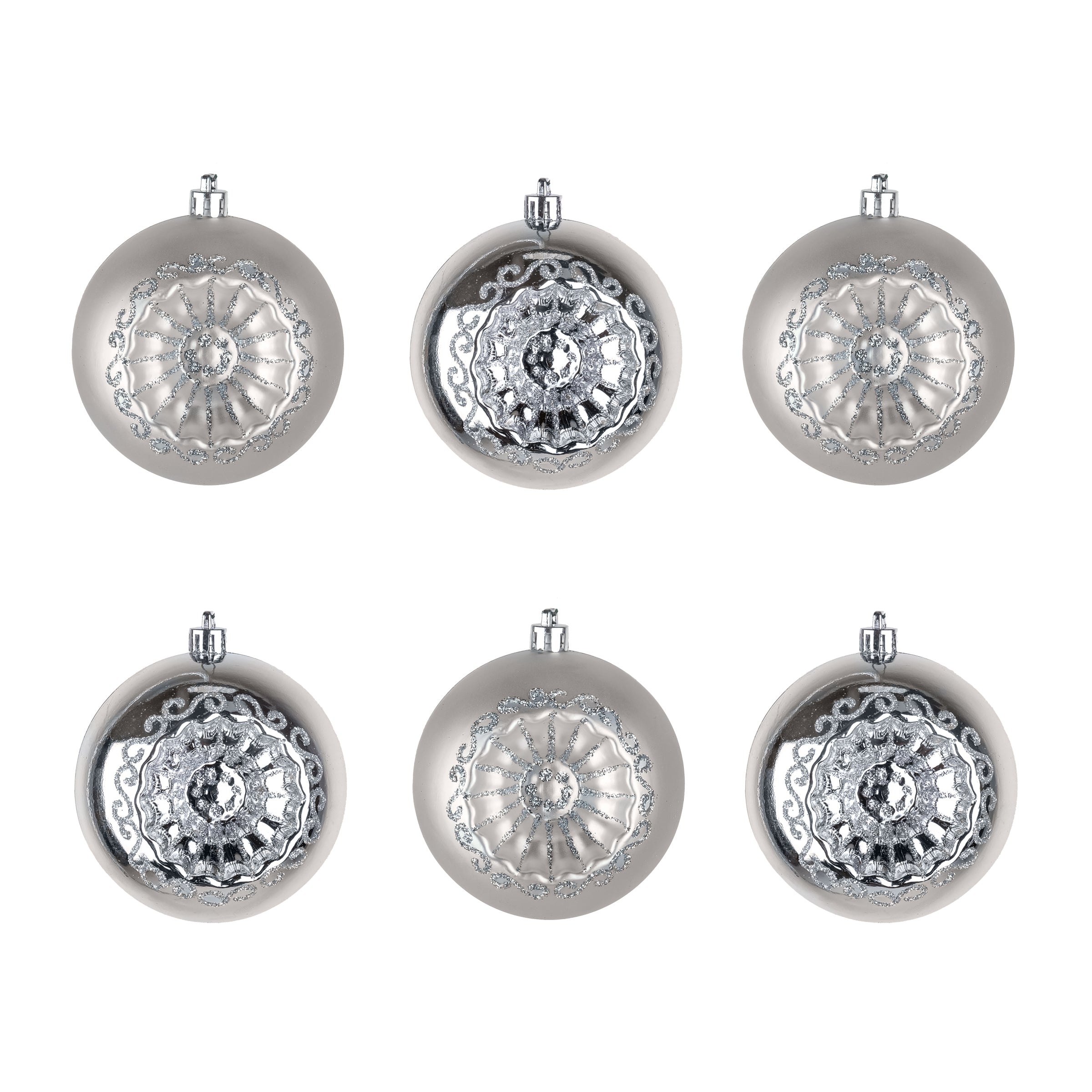 6-Piece Shatterproof Glittering Silver Christmas Tree Ornaments - Perfect for Holiday Decor, Party Favors, and Gift Toppers