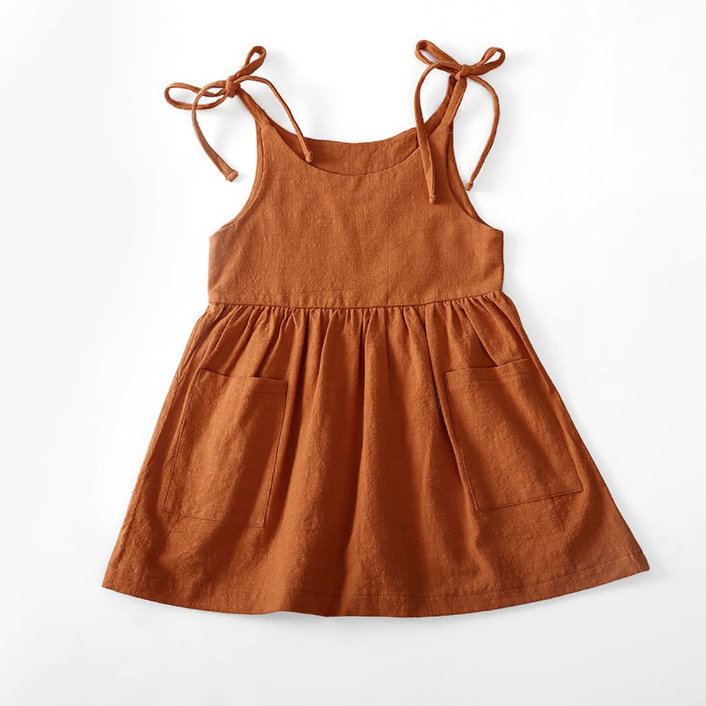 Summer Toddler Girl Dress - 100% Cotton Solid Color Kids Slip Dress with Pockets | Casual Playwear for Toddlers | Perfect for Outdoor Play, Beach Trips & Birthday Parties