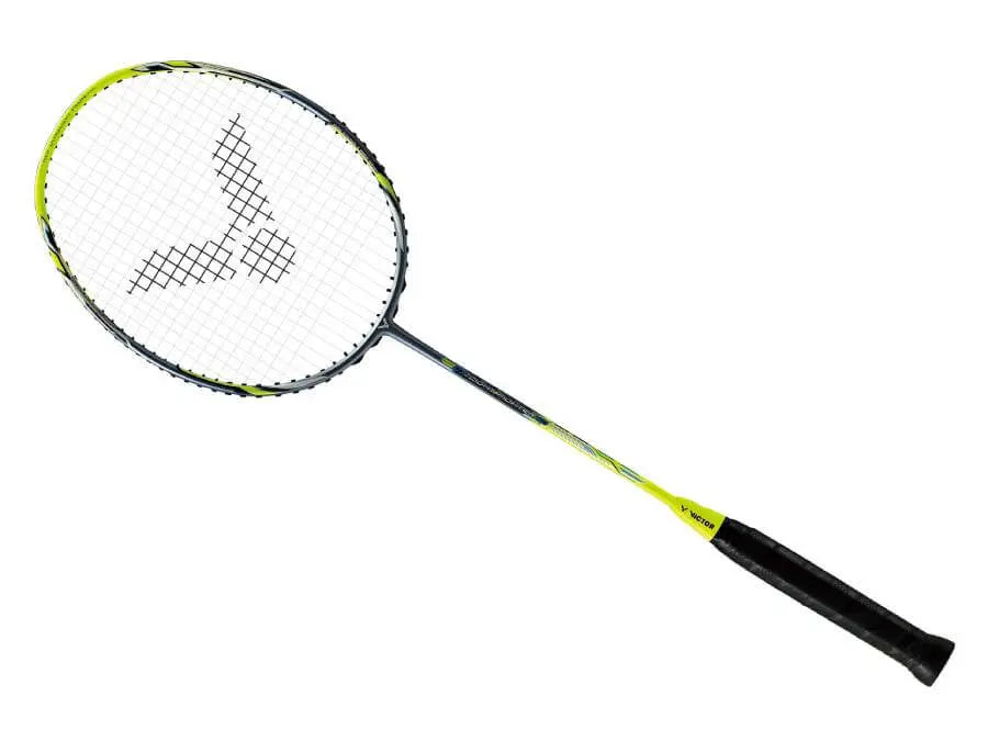 Victor DriveX Light Fighter 60 Pre-Strung Badminton Racket (DX LF60) - Gray/Green - Professional Lightweight Racquet for Beginners & Intermediate Players - Perfect for Training, Casual Play & Competitive Matches
