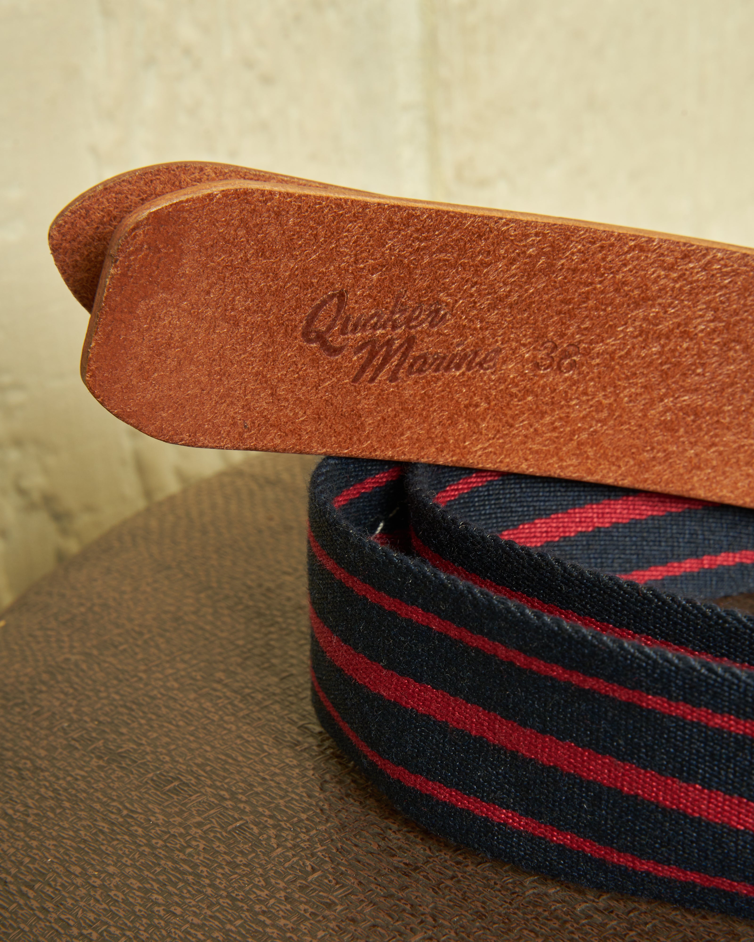 Premium Navy & Red Stripe Surcingle Belt for Horses - Durable Leather Equestrian Training Belt for Riding, Driving & Stable Use
