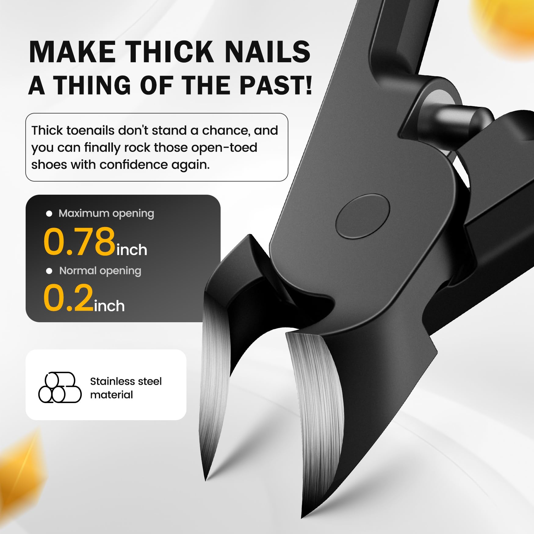 BEZOX Professional Stainless Steel Toenail Clippers for Thick Nails - Heavy Duty Spring Design for Seniors & Adults, Precision Nail Clipper for Men & Women (Black) - Perfect for Pedicures, Home Grooming & Travel Essentials