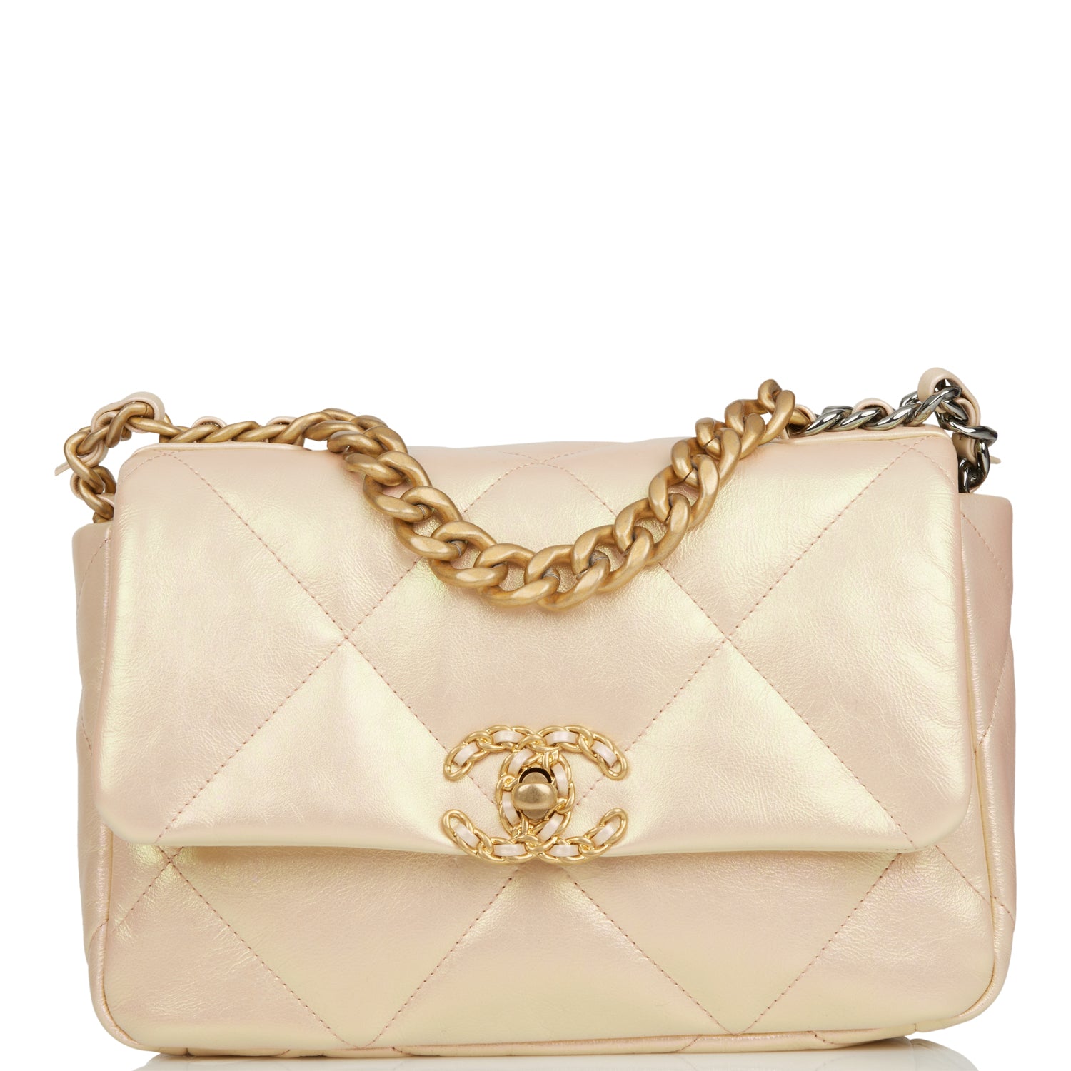 Chanel Medium 19 Flap Bag in Rose Iridescent Calfskin with Mixed Hardware - Luxury Designer Handbag for Women, Perfect for Evening Events & Special Occasions