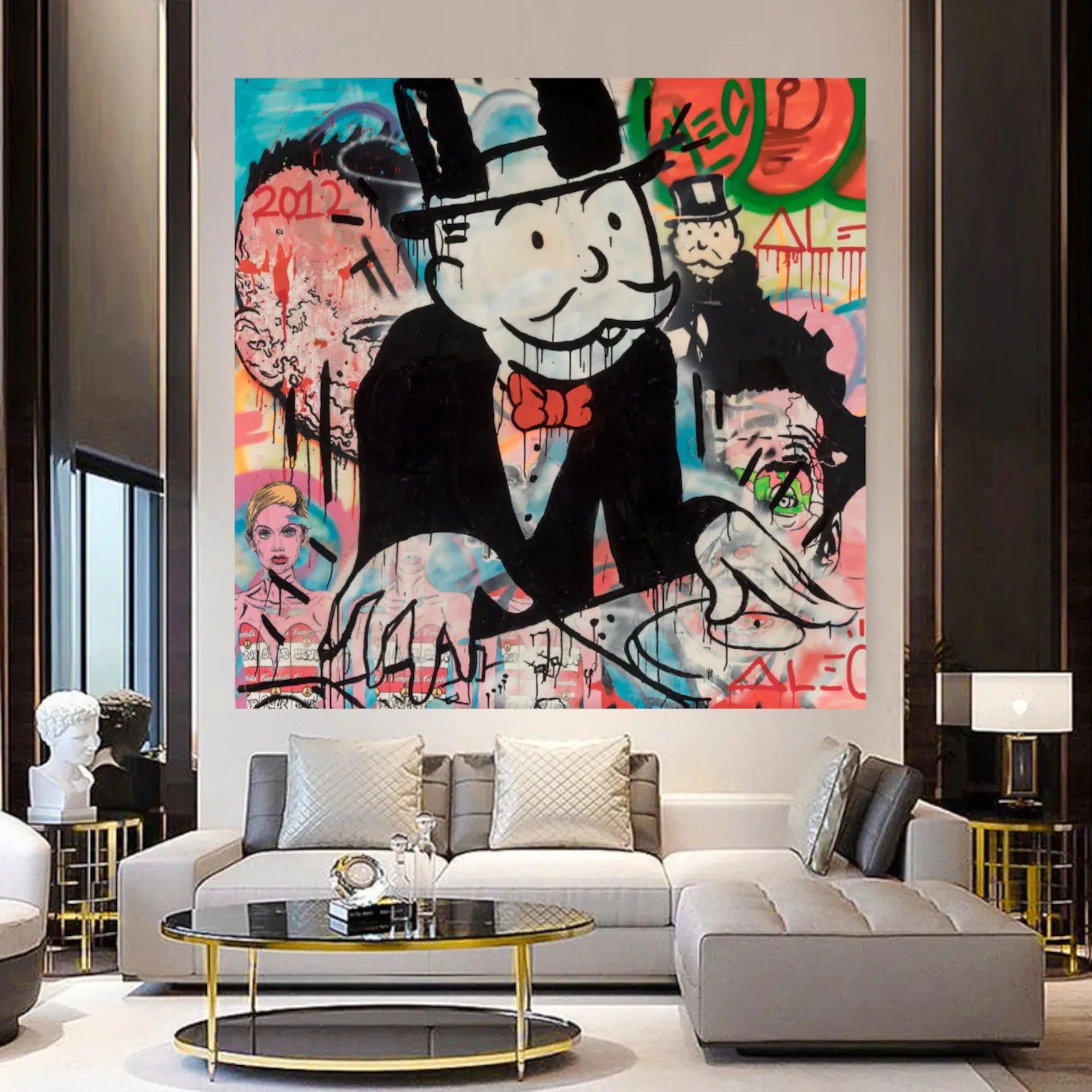 Alec Monopoly DJ Music Canvas Wall Art - Modern Pop Art Painting for Home & Office Decor - Perfect for Living Room, Bedroom, or Studio