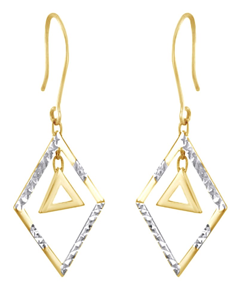 14K Gold Over Sterling Silver Marquise Dangle Earrings - Elegant Dancing Triangle Design for Parties, Weddings & Special Occasions