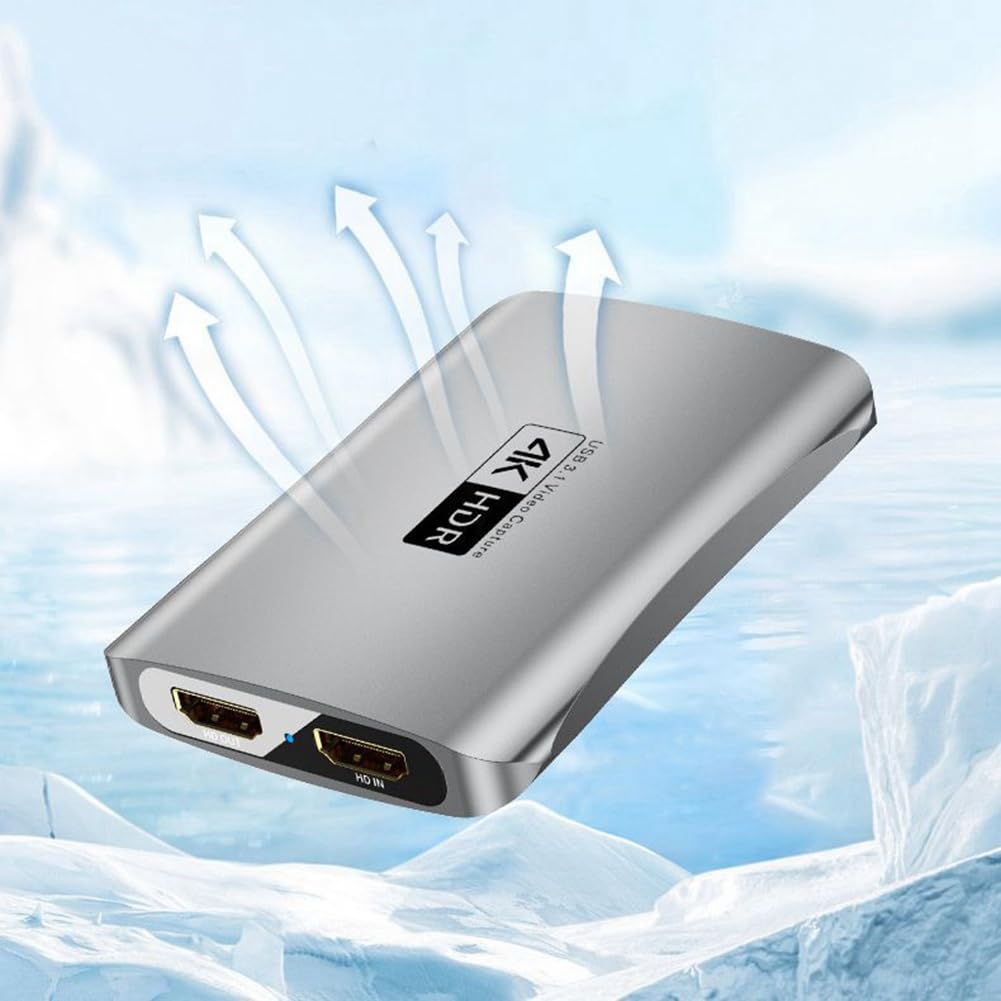 Booso HD Video Capture Card for Live Streaming - Laptop & Phone Camera Compatible, Silver Gray for Gamers & Streamers