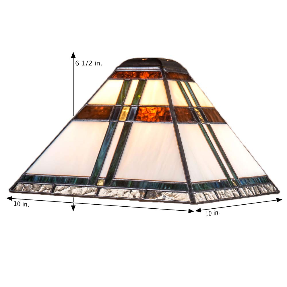 Small Tiffany Stained Glass Table Lamp - Brown Green Blue for Bedroom, Living Room & Office
