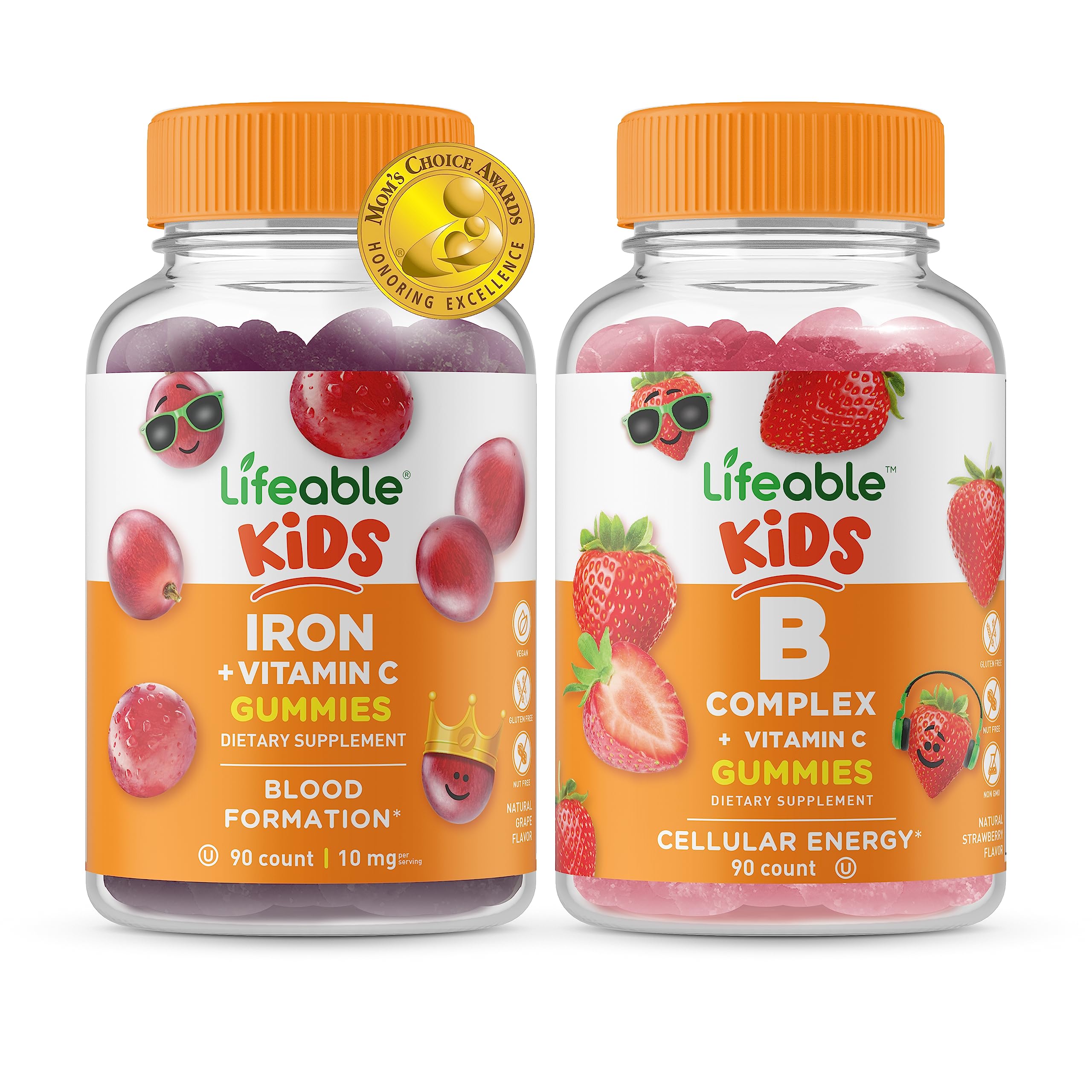 Lifeable Kids Iron & Vitamin C + B Complex Gummies - Delicious Chewable Vitamin Supplement for Children | Gluten-Free, Non-GMO | Supports Immune Health & Energy | Perfect for Picky Eaters & Daily Nutrition