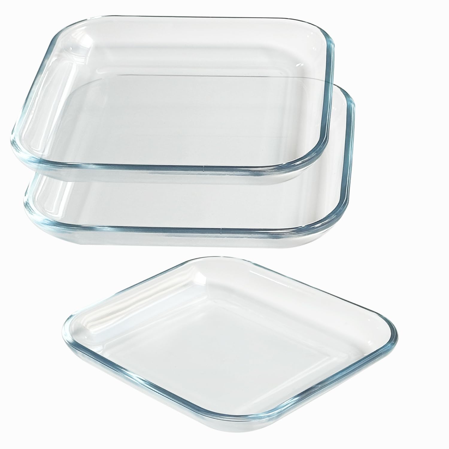 7 Inch Square Tempered Glass Dessert Plates - Set of 3, Mini Appetizer & Salad Plates for Cake, Fruit, Snacks - Perfect for Parties, Weddings, and Home Dining