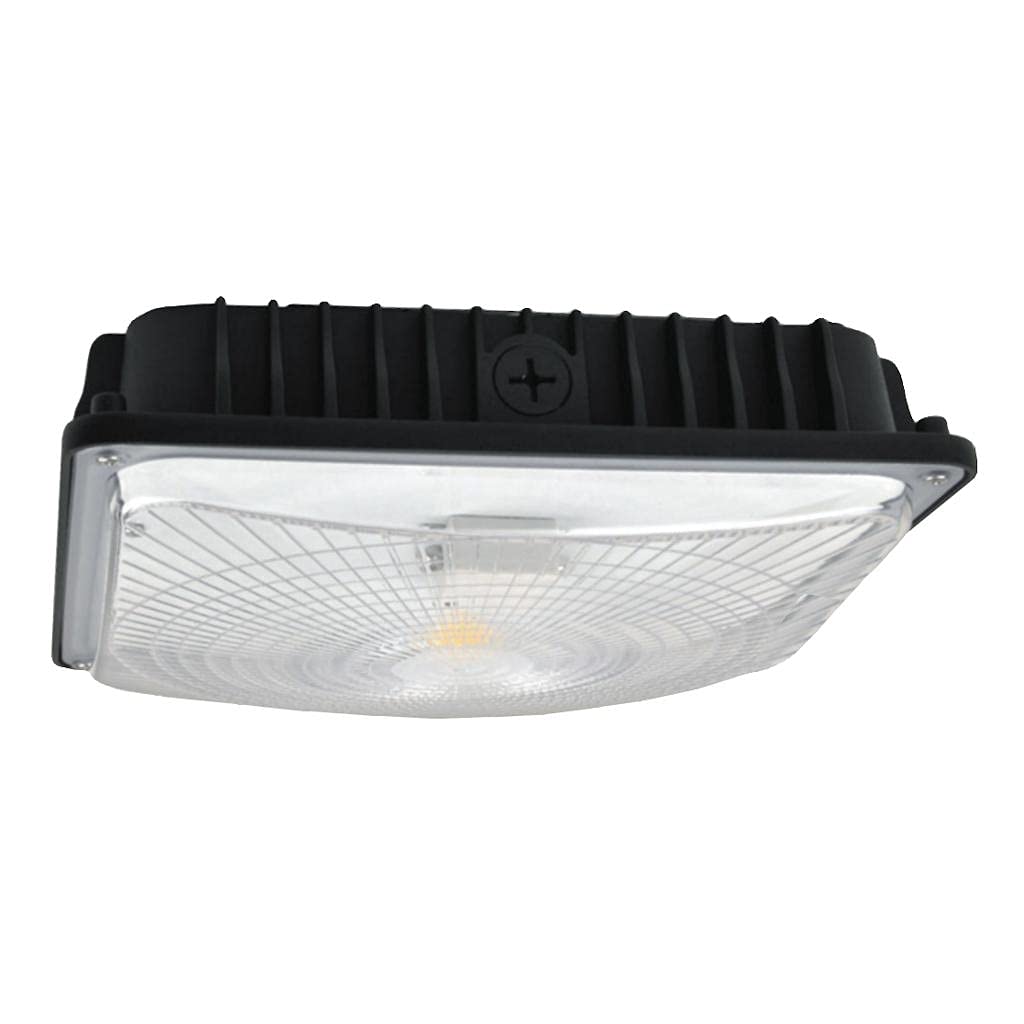 07469 - LED-FXSCM28/50K/BK Commercial Outdoor LED Canopy Light Fixture for Parking Garages, Gas Stations & Building Entrances - 50W, 5000K Bright White, Black Housing