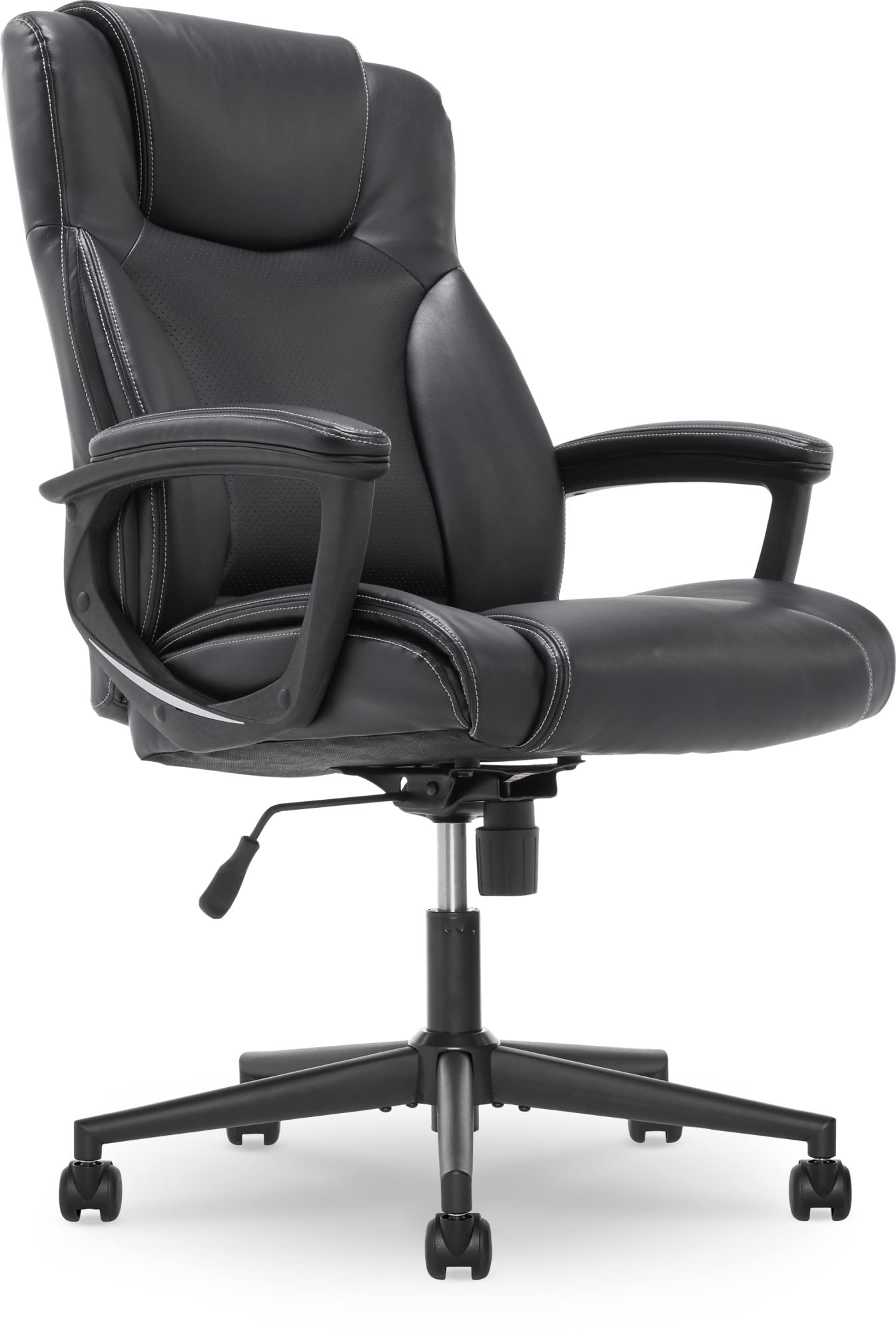 Serta Connor Executive Office Chair - Ergonomic Computer Desk Chair with Layered Body Pillows, Contoured Lumbar Support & Adjustable Height - Bonded Leather Black - Perfect for Home Office, Gaming & Workspaces