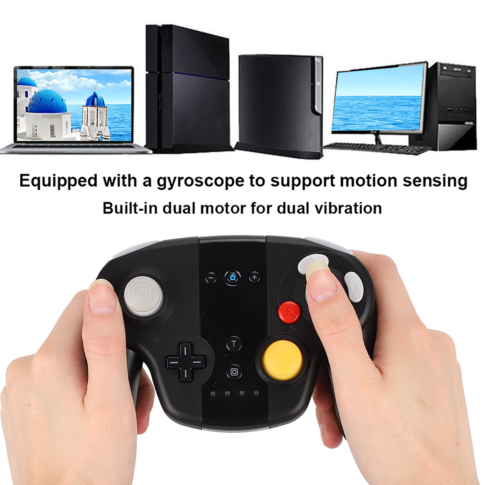 Wireless Bluetooth Game Controller for Nintendo Switch with NFC, Motion Sensor & Dual Vibration - Ergonomic Grip for Comfortable Gaming (Black) - Perfect for Mario Kart, Zelda & Multiplayer Games
