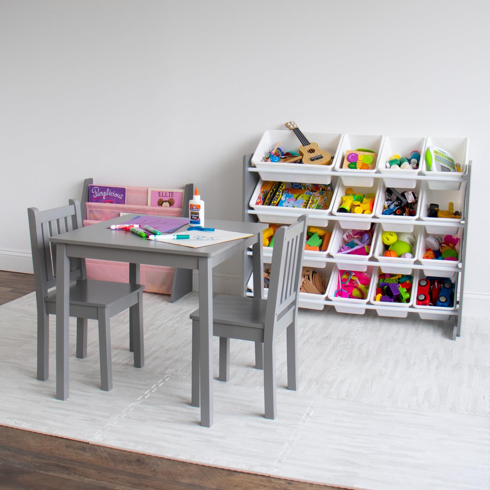 Humble Crew Kids Wooden Table and 2 Chairs Set - Square Toddler Activity Table for Arts, Crafts & Snack Time - Sturdy Durable Children's Furniture for Playroom, Classroom & Home Learning