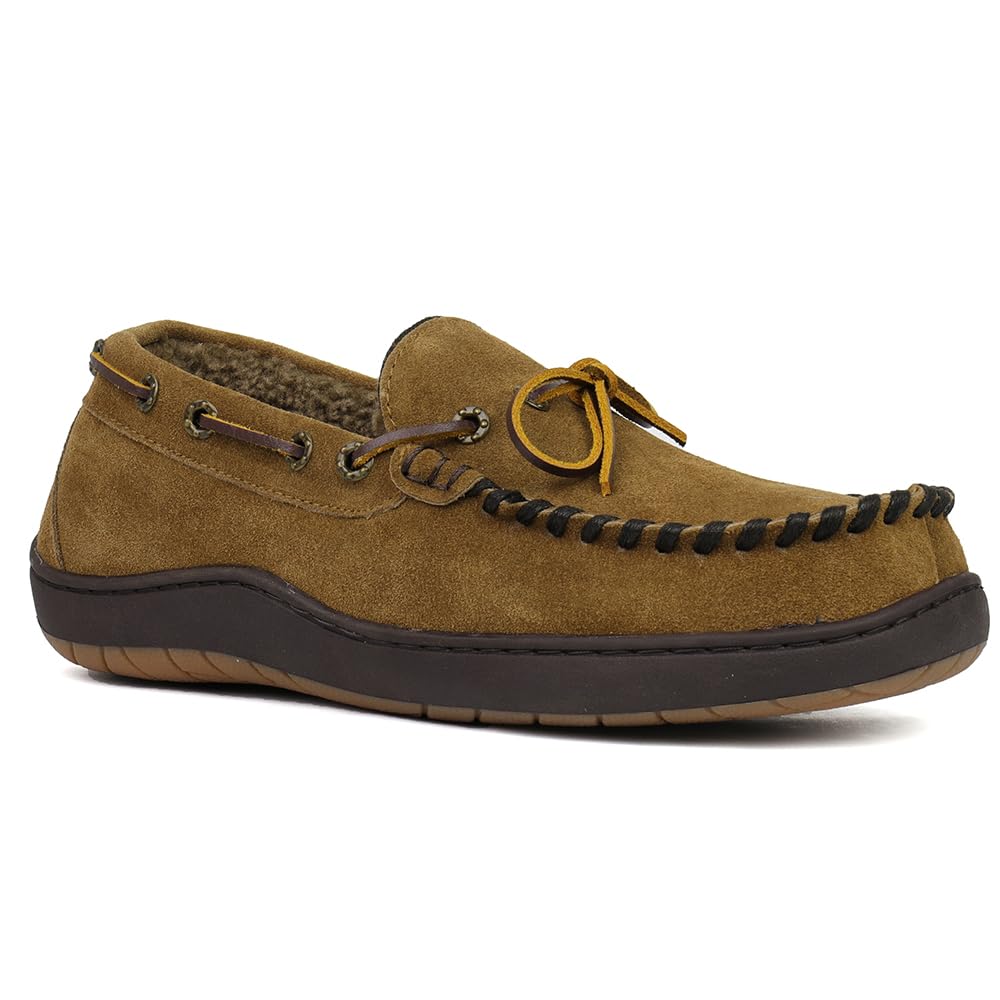 Tempur-Pedic Men's Therman Moccasin Slippers - Comfortable Indoor/Outdoor House Shoes for Relaxation & Lounging - Black
