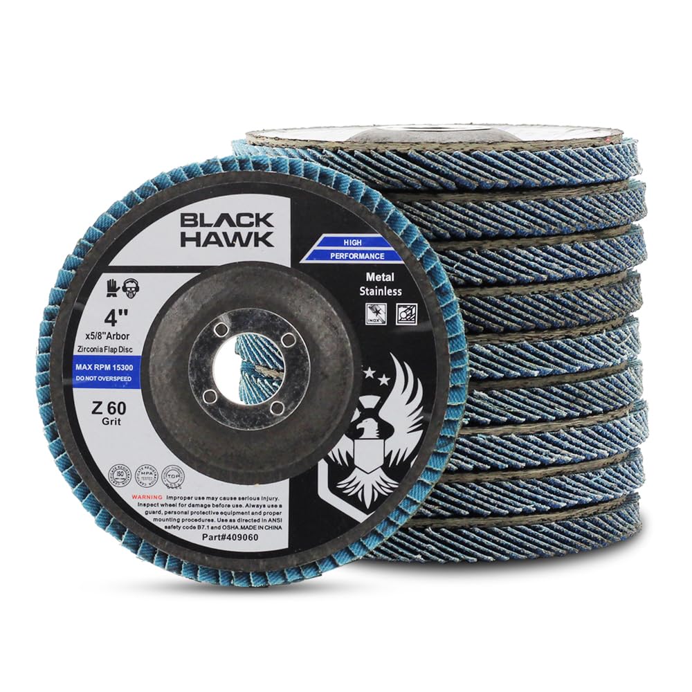 4 Inch Zirconia Abrasive Flap Discs (10 Pack, 60 Grit) - 4