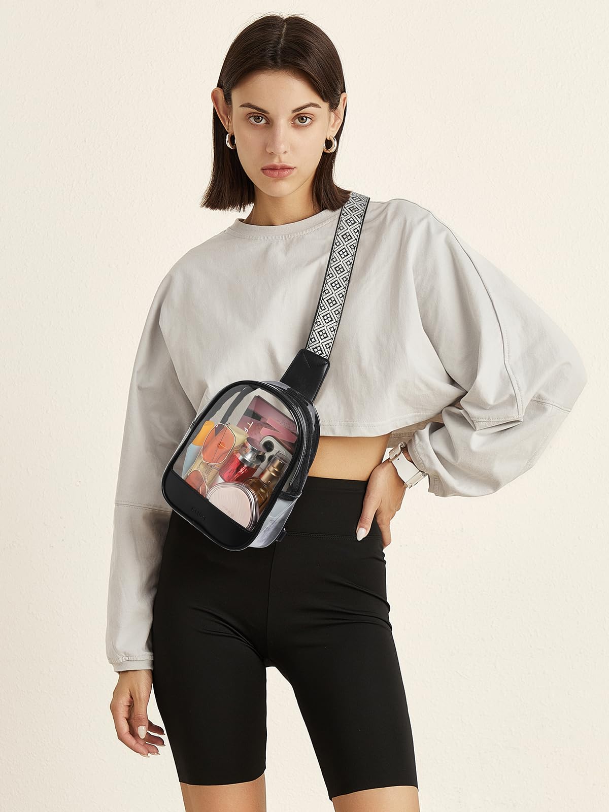 CLUCI Clear Crossbody Bag for Women - Transparent Stadium Purse for Concerts, Sports Events & Security Check | Fashionable & Functional Clear Bag for Stadiums, Festivals, Travel & Theme Parks