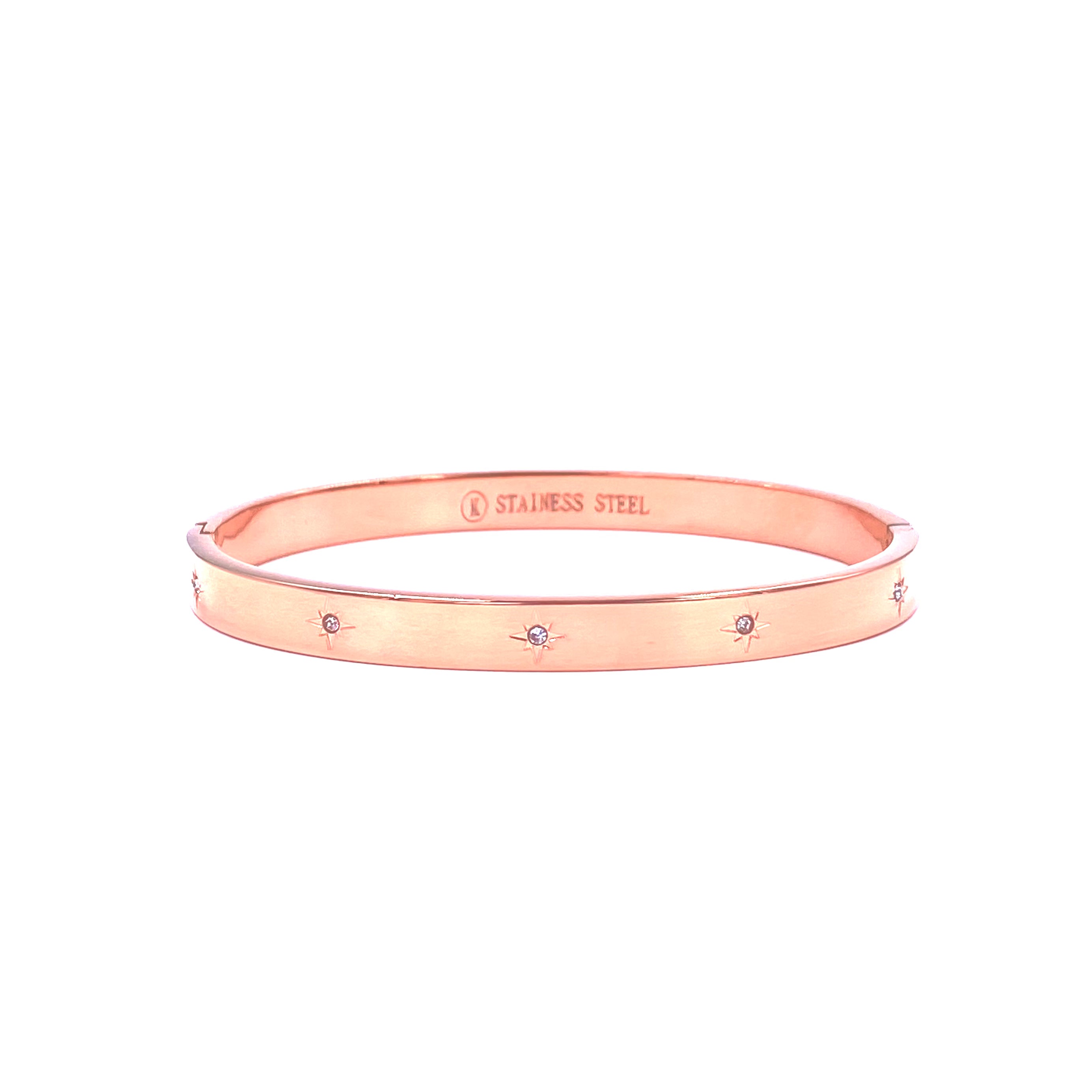 Ashley Gold Stainless Steel Mini Starburst Design Bangle Bracelet for Women - Elegant Stackable Jewelry for Everyday Wear, Parties & Gifts