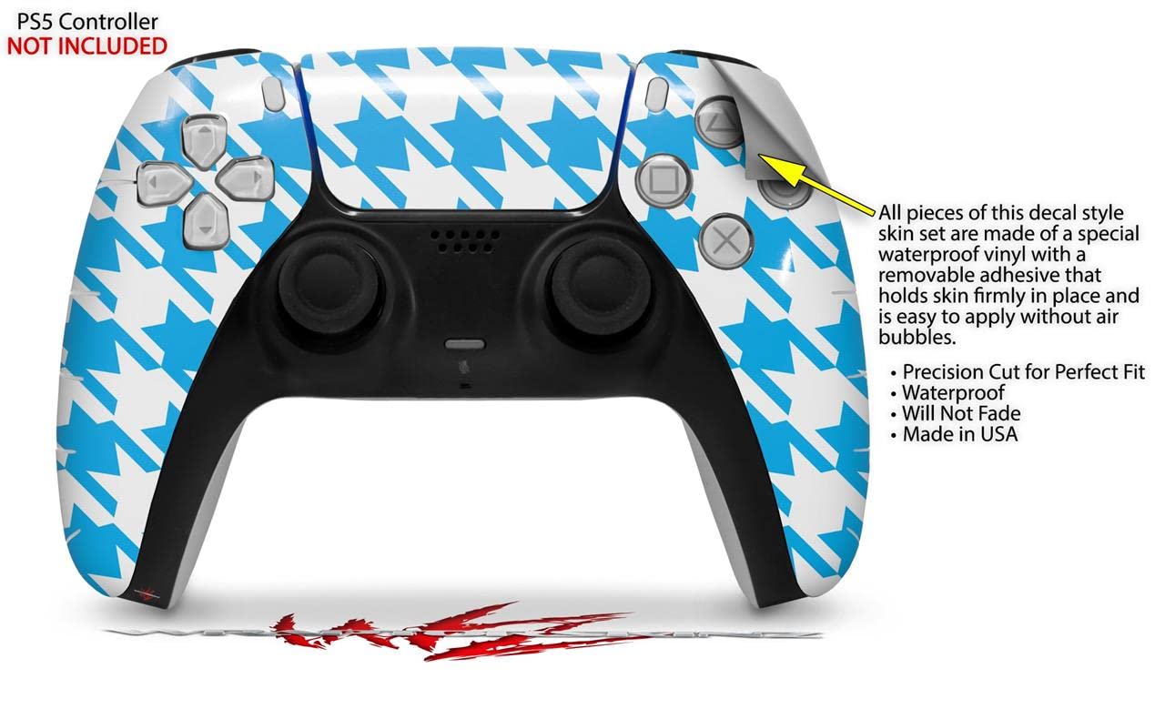 PS5 DualSense Skin Wrap - Houndstooth Blue Neon for Gaming Protection