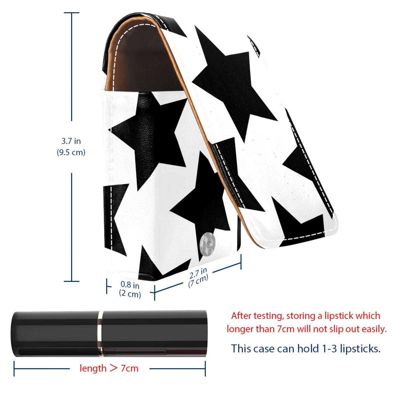 Personalized Lipstick Case - Black Stars Cosmetic Pouch for Travel & Daily Use
