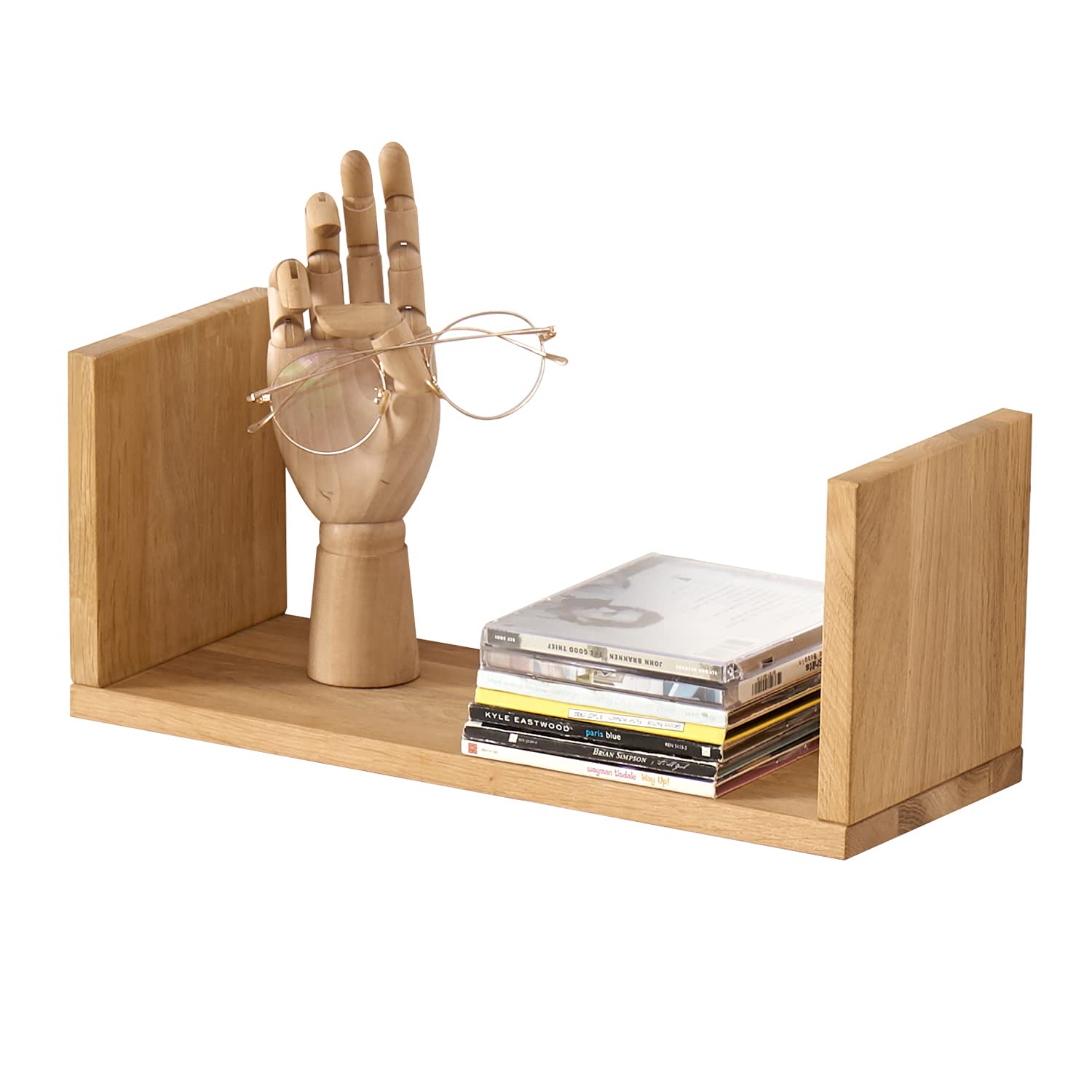 Premium FAS Grade Solid Oak Floating Shelf - U-Shaped Wall Mounted Bookshelf for Bedroom, Living Room, Bathroom, Office & Kitchen - Natural Wood Finish (16 Inch) - Perfect for Displaying Books, Decor & Organizing Small Spaces