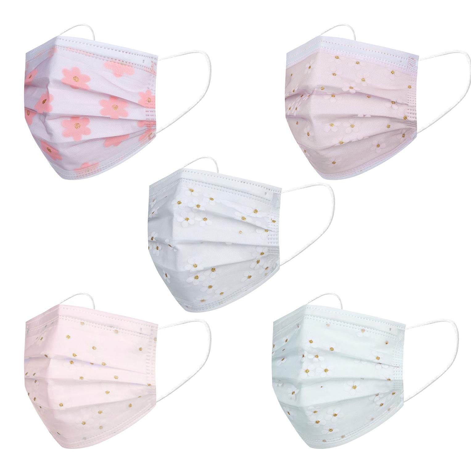 JINF 50-Pack Tie-Dye 3D Disposable Face Masks for Adults - Gradient Print Breathable Mouth Cover for Women & Men - Perfect for Outdoor Activities, Cycling, and Daily Protection