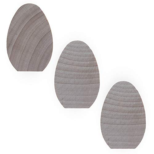 Set of 3 Unfinished Wooden Egg Cutouts - 2.5 Inch DIY Craft Supplies for Easter Decorations, Wood Burning Projects & Handmade Ornaments