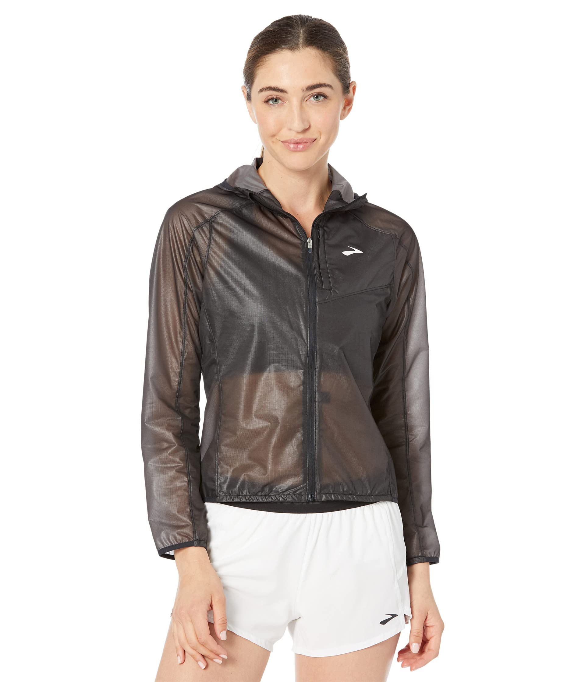 Brooks All Altitude Jacket for Women - Lightweight Waterproof Running Jacket, Black, Size XS (US Women's 0-2) - Perfect for Hiking, Trail Running & Outdoor Adventures