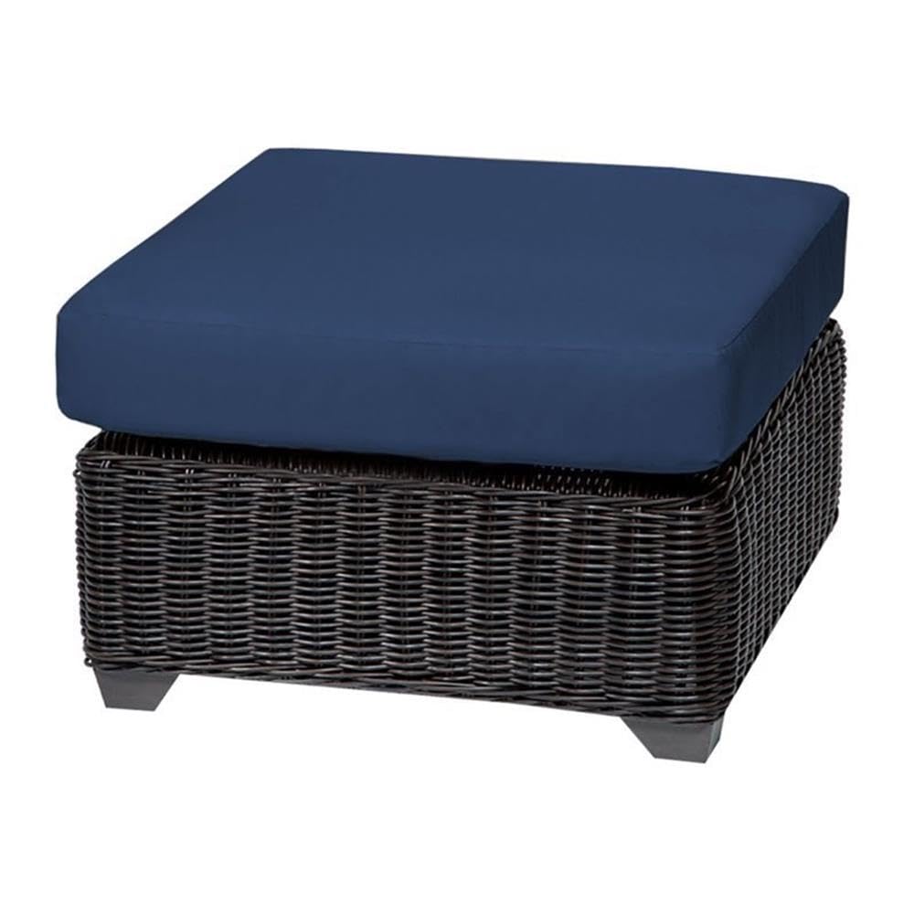 BOWERY HILL Navy Blue Outdoor Patio Ottoman - Waterproof & Weather-Resistant - Perfect for Garden, Deck, Poolside & Backyard Relaxation