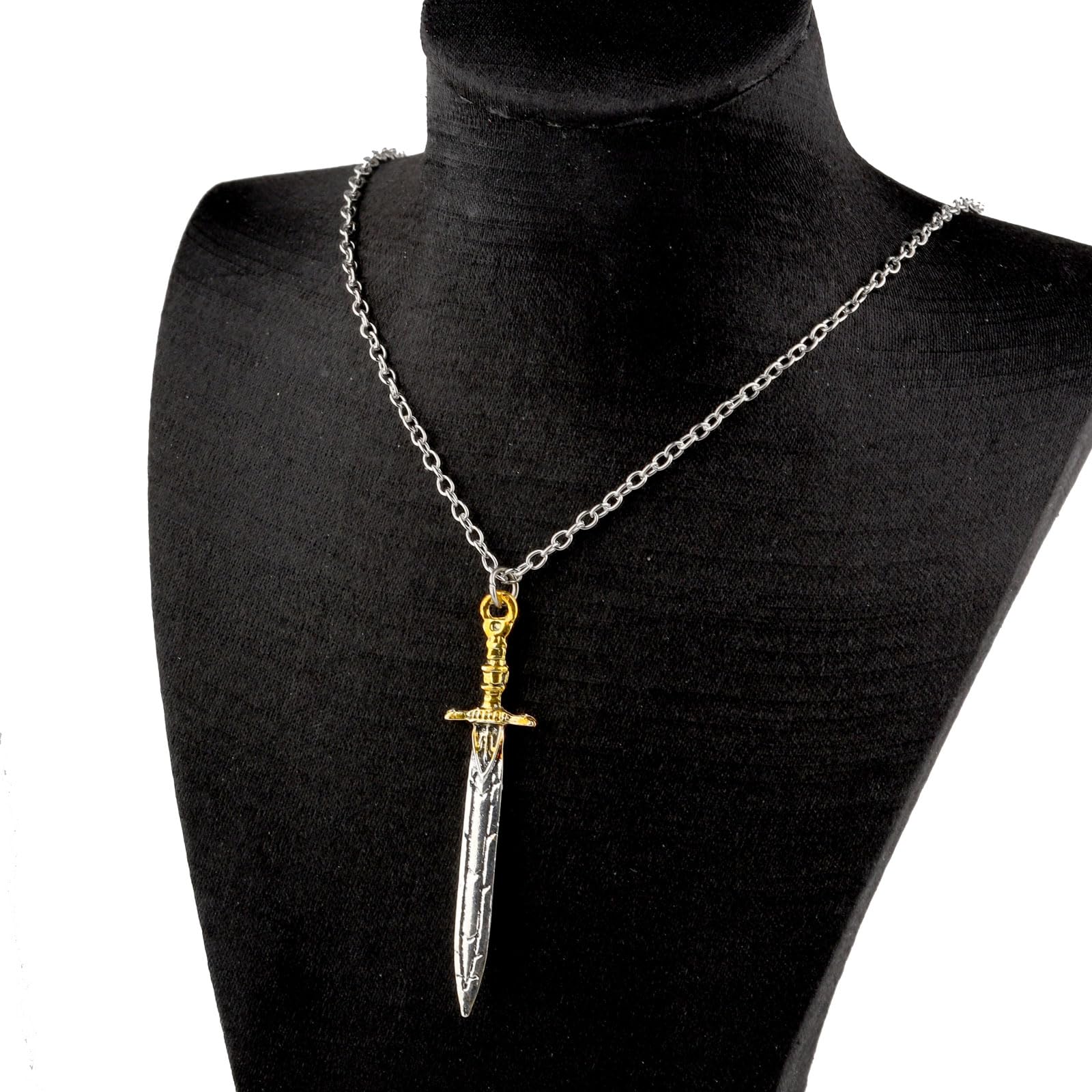 BEKECH Percy Jackson Movie Inspired Necklace - Sword Keychain Jewelry Gift for Percy Fans - Perfect for Cosplay, Camp Half-Blood Merch & Fantasy Lovers