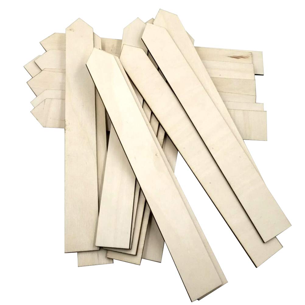 50 Pack Wooden Garden Labels with Long Strip Stakes - Durable Plant Markers for Herbs, Vegetables & Flowers - Perfect for Outdoor Gardening & Indoor Plant Identification