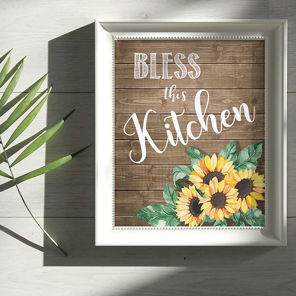 Sunflower Wall Art for Kitchen & Dining - Rustic Farmhouse Decor