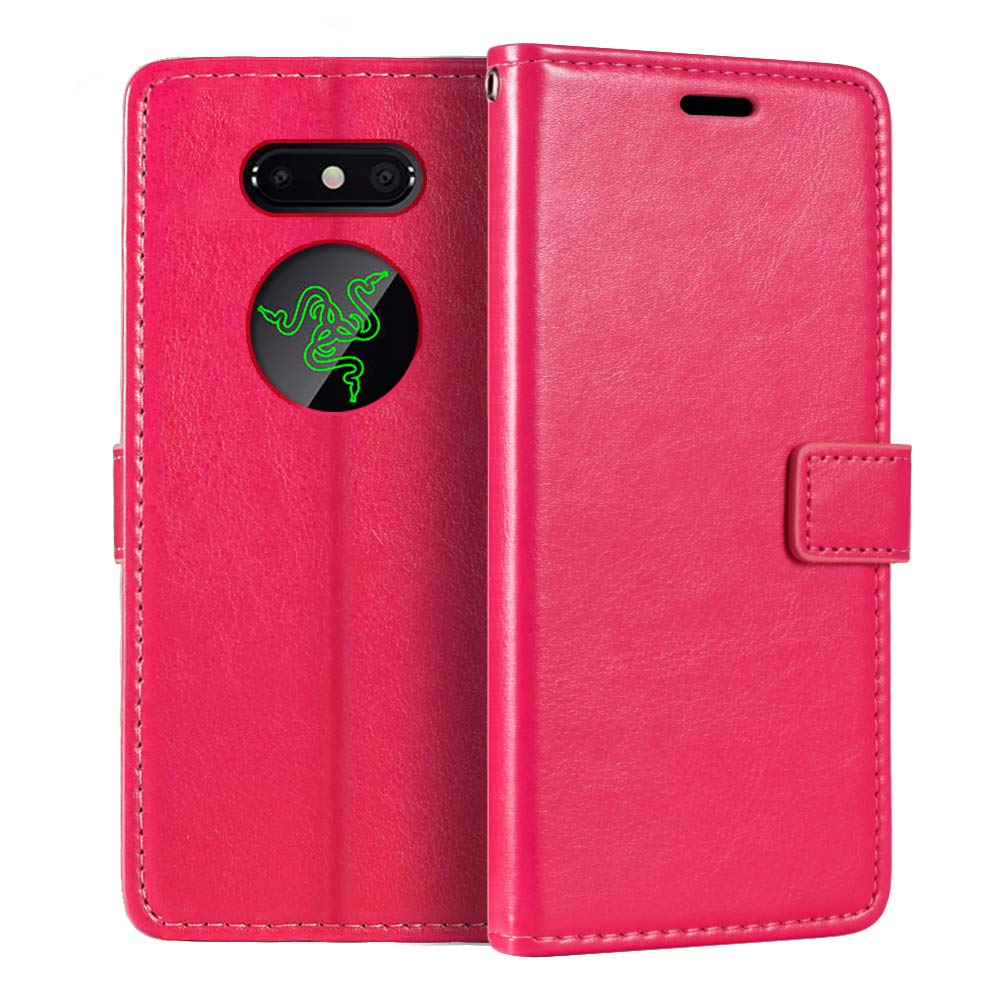 Premium PU Leather Magnetic Flip Wallet Case with Card Holder & Kickstand for Razer Phone 2 - Rose Gold | Slim Protective Cover for Daily Use, Travel & Business Meetings