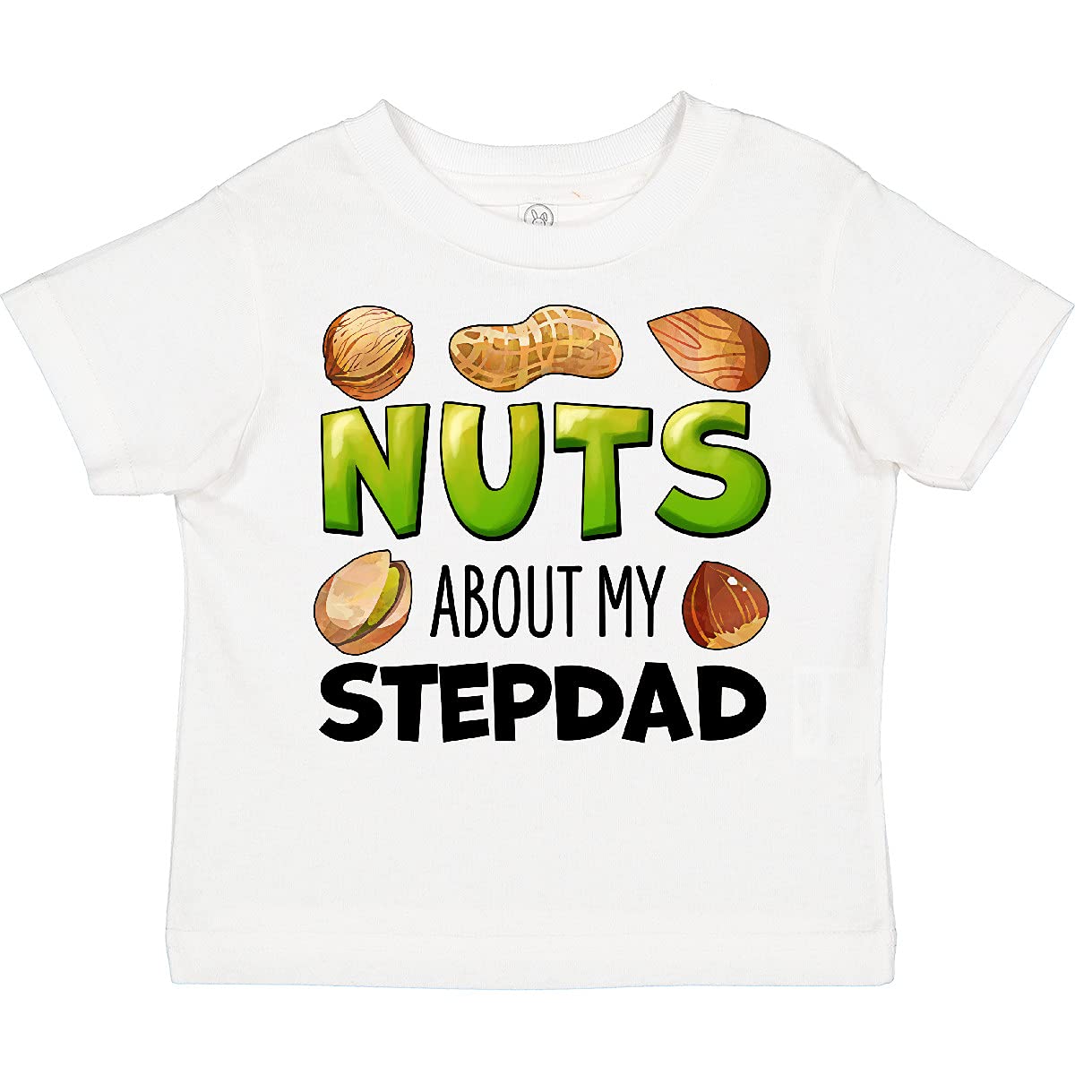 Funny Nuts About My Stepdad Peanut Almond Pistachio Toddler T-Shirt - Cute Graphic Tee for Kids & Stepfather Gifts - Perfect for Father's Day, Family Reunions & Casual Wear