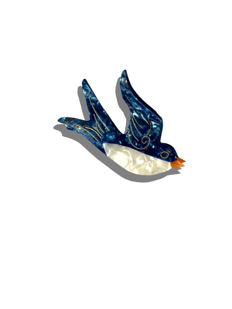 Hand Painted Swallow Bird Claw Hair Clip - Vintage Floral Hairpin for Women, Boho Hair Accessories for Weddings, Parties & Everyday Wear
