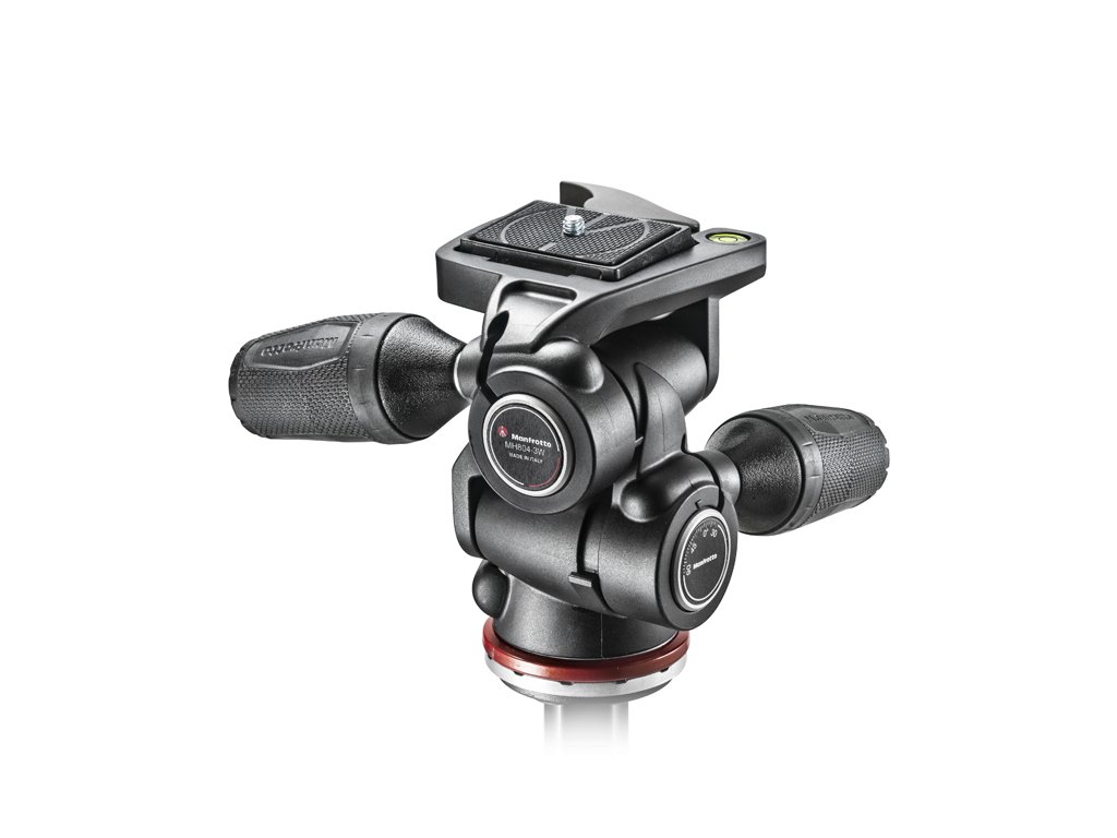 Manfrotto MH804-3W 3-Way Pan/Tilt Tripod Head with 2 RC2 Quick Release Plates - Professional Camera Mount for DSLR, Video & Photography - Perfect for Travel, Studio & Outdoor Shooting