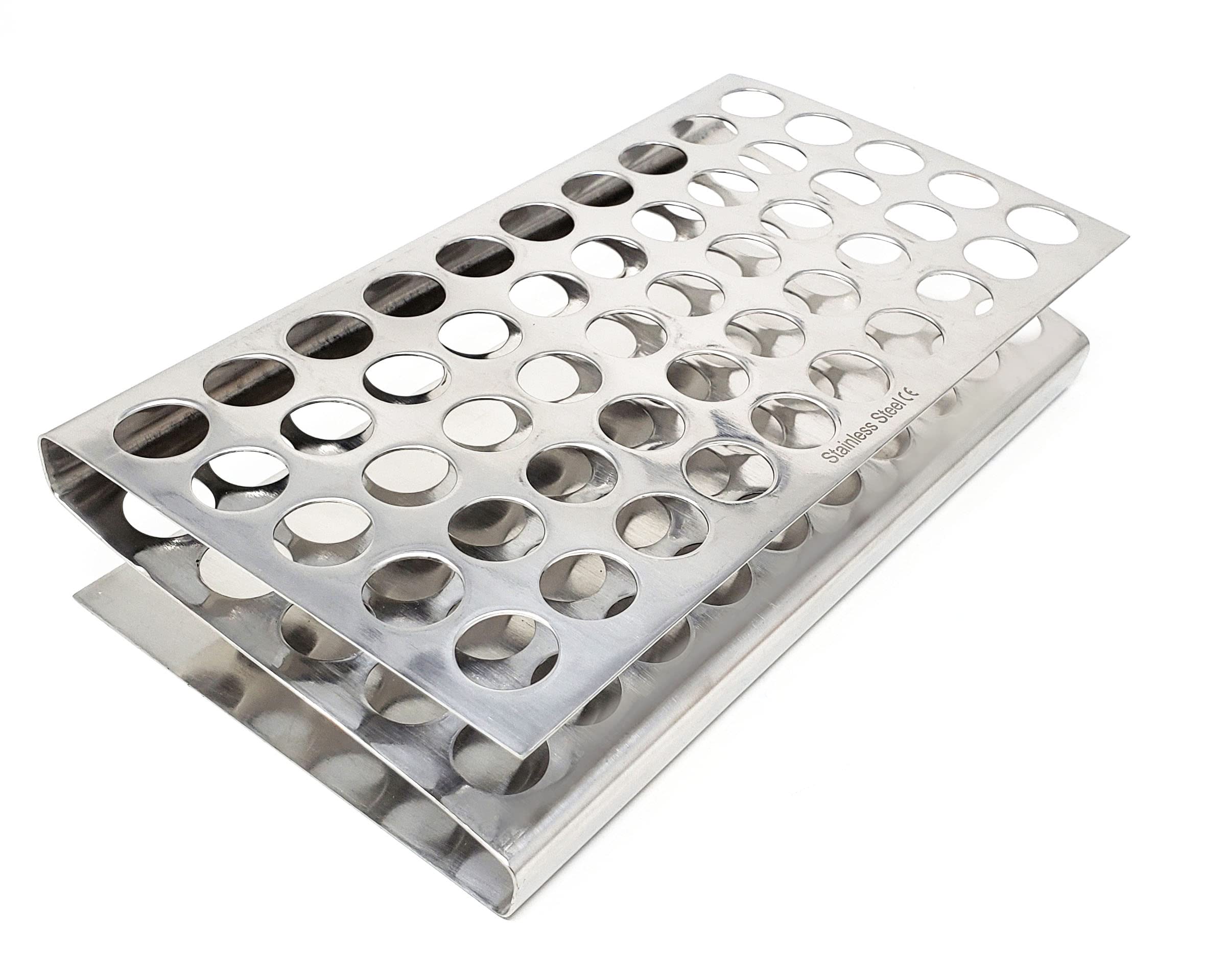 A2Z Stainless Steel Test Tube Rack with 50 Vents - Z-Shaped Pipe Stand for 16mm Tubes | Durable Lab Equipment for School, Laboratory & Hospital Use | Perfect for Chemistry Experiments & Sample Storage