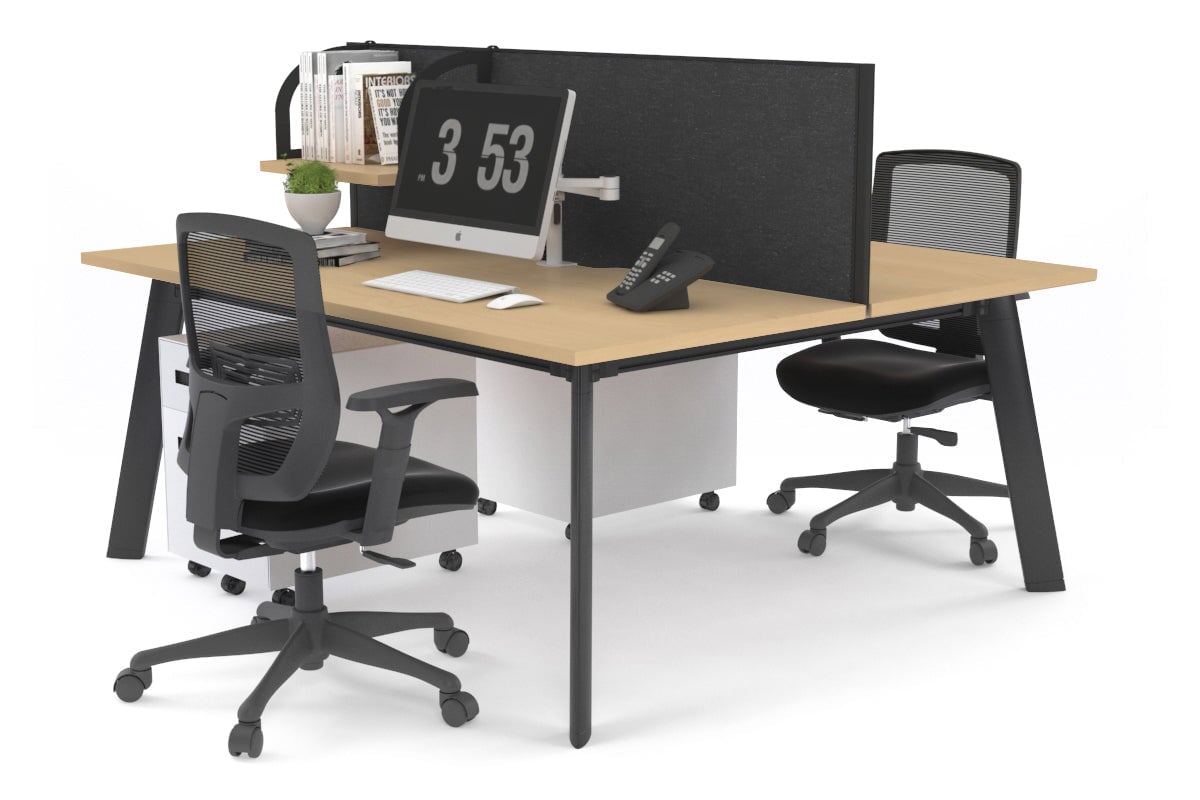 2 Person Workstation with Black Frame - 1200L x 800W Office Desk with Cable Management | Perfect for Home Office, Coworking Spaces & Small Business Teams
