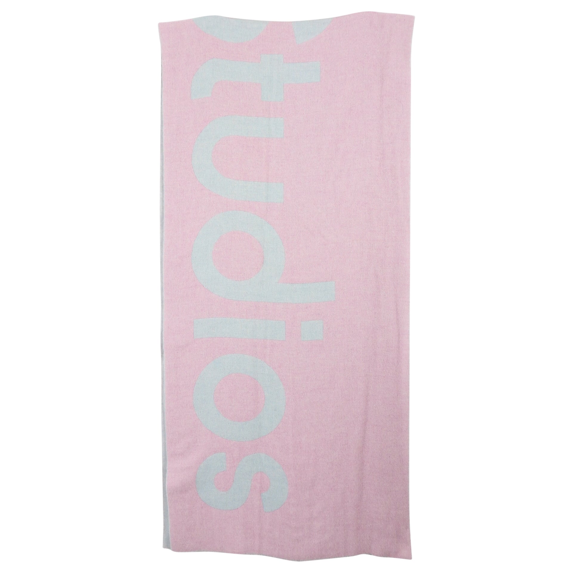 Acne Studios Large Pink and Blue Logo Scarf - Soft Wool Blend Fashion Scarf for Women & Men - Perfect for Winter Warmth & Stylish Outfits