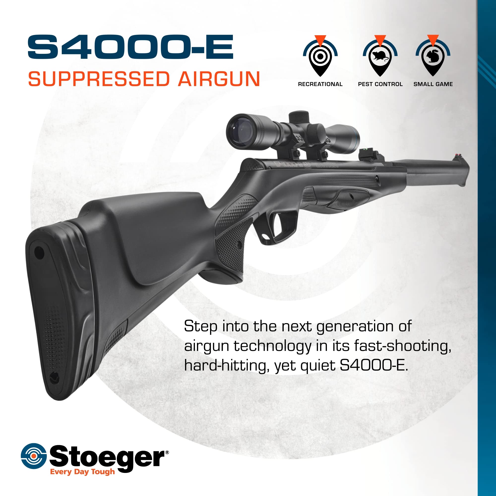 Stoeger S4000-E Combo .22 Caliber Air Rifle - Black Synthetic Stock with Fiber-Optic Sights & 4x32 Scope - Ideal for Target Shooting, Hunting & Outdoor Sports