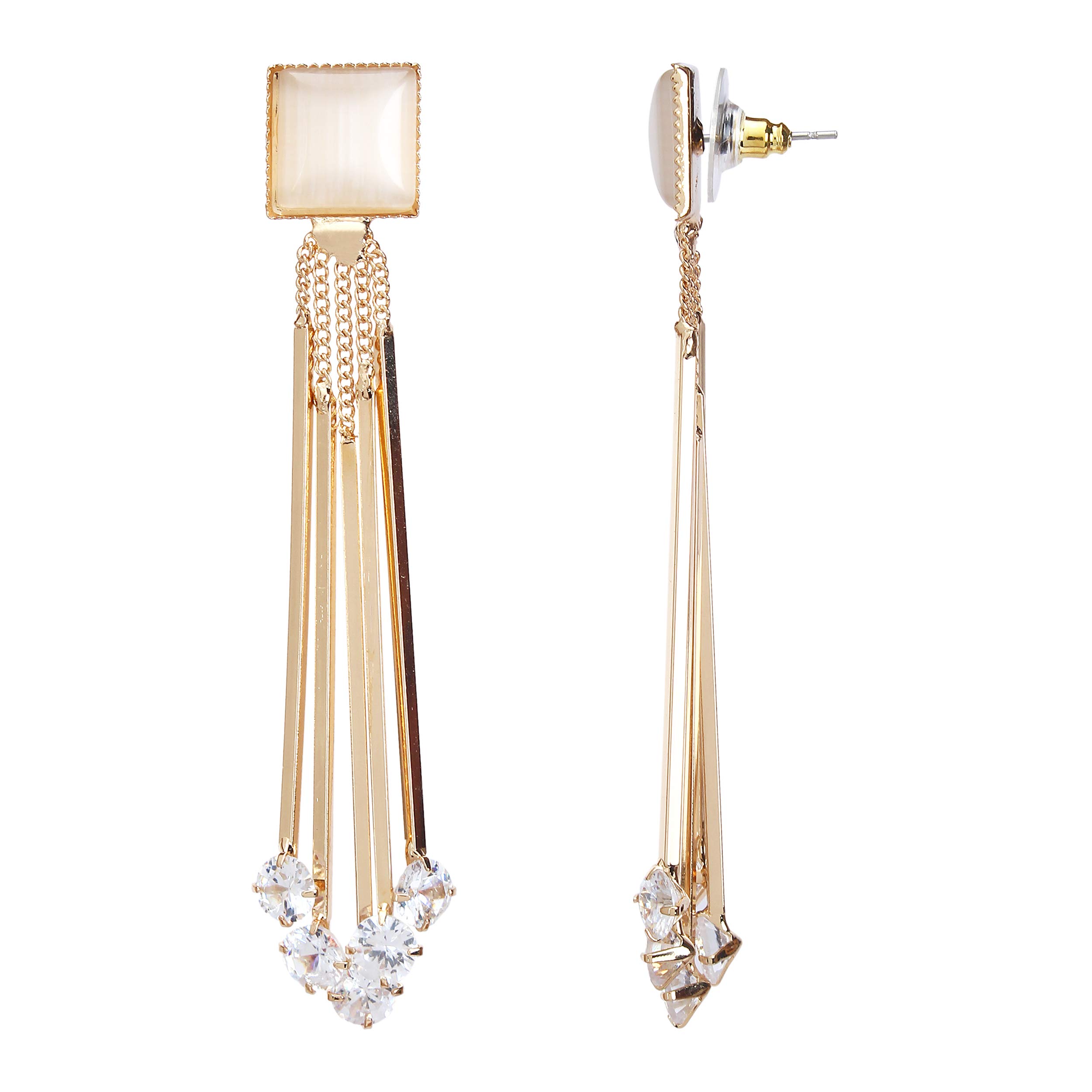 YouBella Women's Crystal Dangle Earrings - 14K Gold Plated Elegant Drop Earrings for Girls & Women | Perfect for Parties, Weddings & Special Occasions